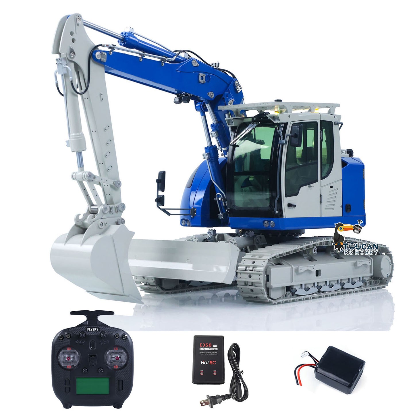CUT Model 1/14 RC Hydraulic Excavator 914 5CH Valve Metal Remote Control Digger Warning Light Flysky ST8 Radio Sound System