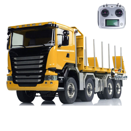 8x8 1/14 Metal RC Hydraulic Dump Truck Remote Controlled Roll-on Full Car U-shaped Short High Bucket Timber Flatbed