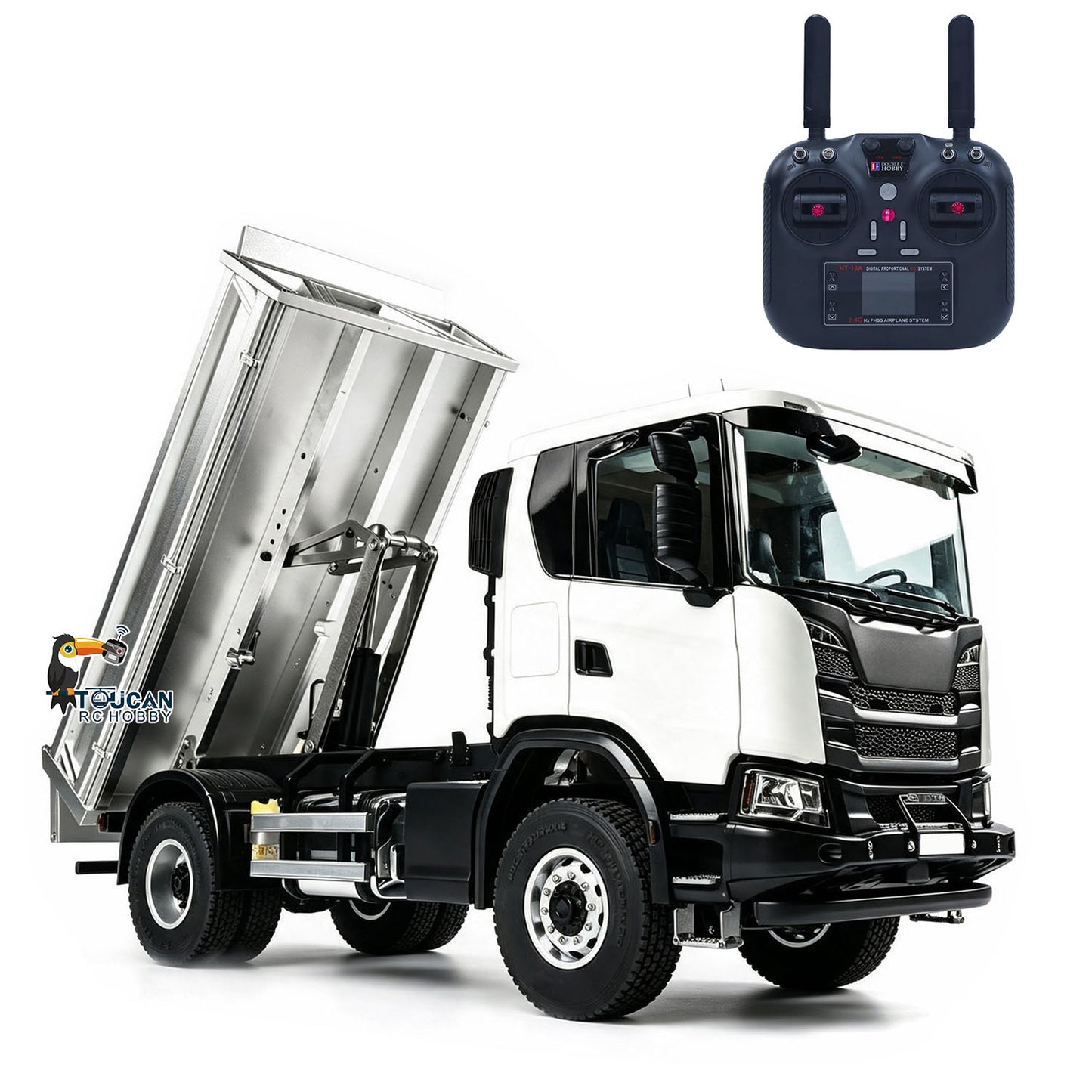 Double E E022 2Speed 4x4 1/14 Electric Screw RC Dump Truck 500G RTR Tipper Magnetic High Roof Full Metal Axle Radio Battery