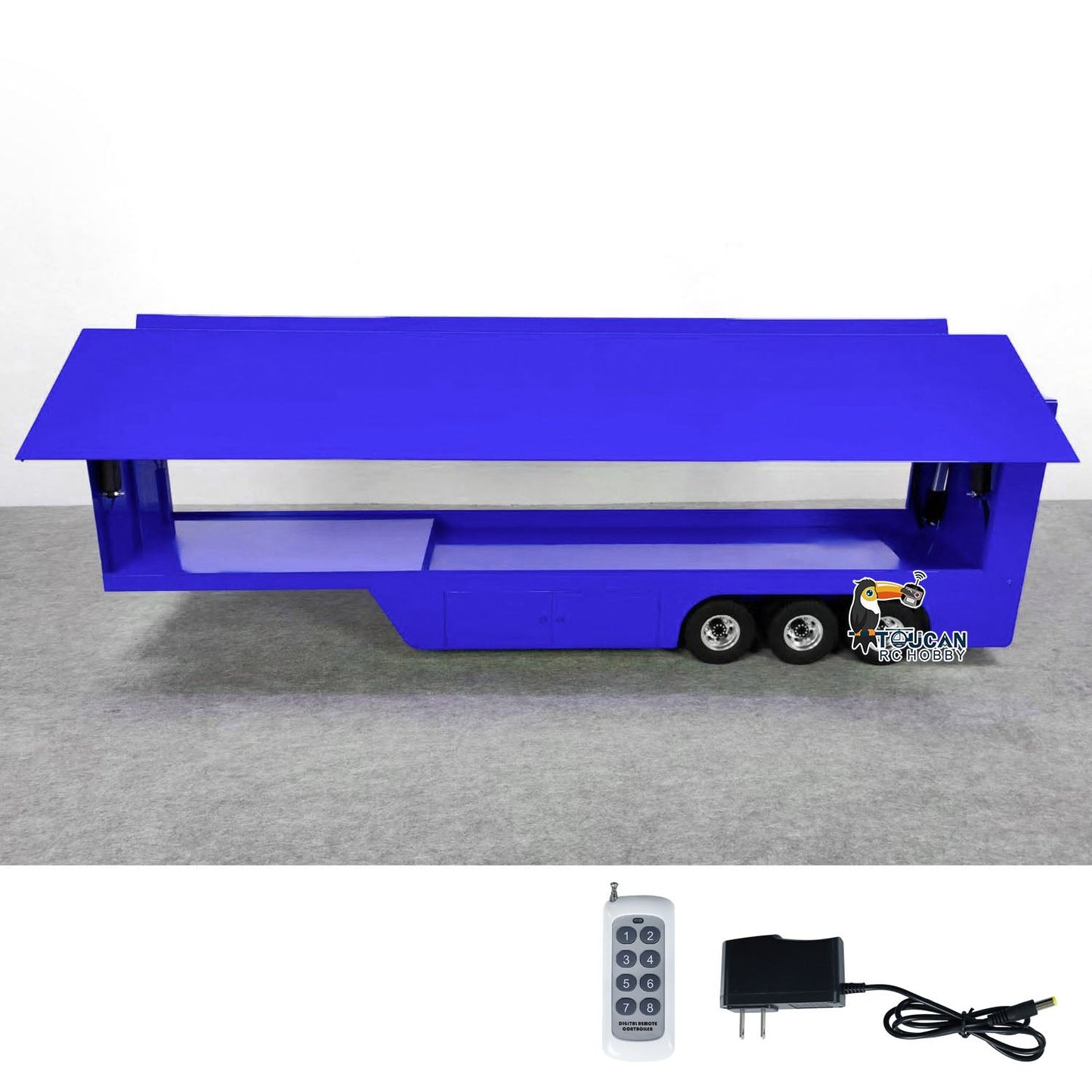 1/14 Metal RC Mobile Stage Vehicles Remote Controlled Roadshow Trailer Truck Painted Assembled for Performance Hobby Model