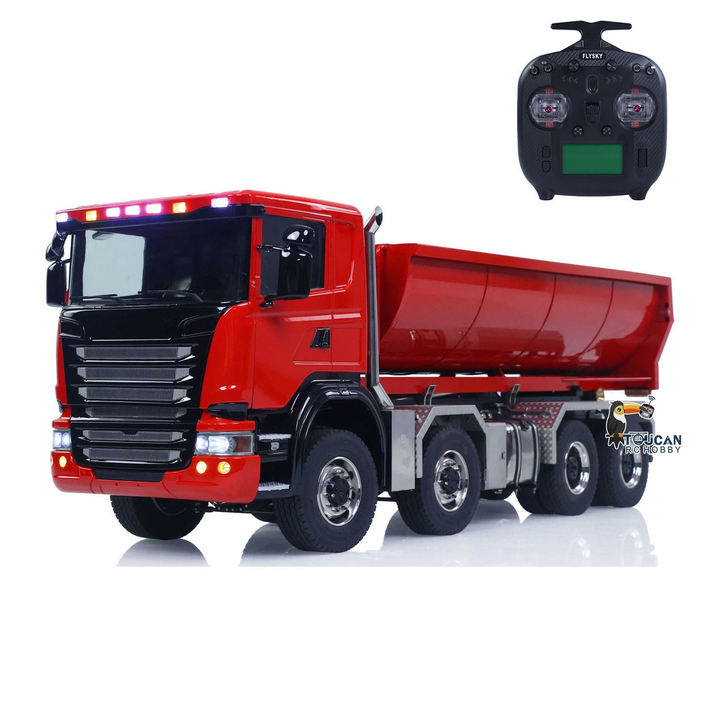 1/14 Hydraulic RC Roll On Off Dump Truck 8x8 3Speed Gearbox Remote Control Full Tipper SC 770S Axle Locks Metal Shafts