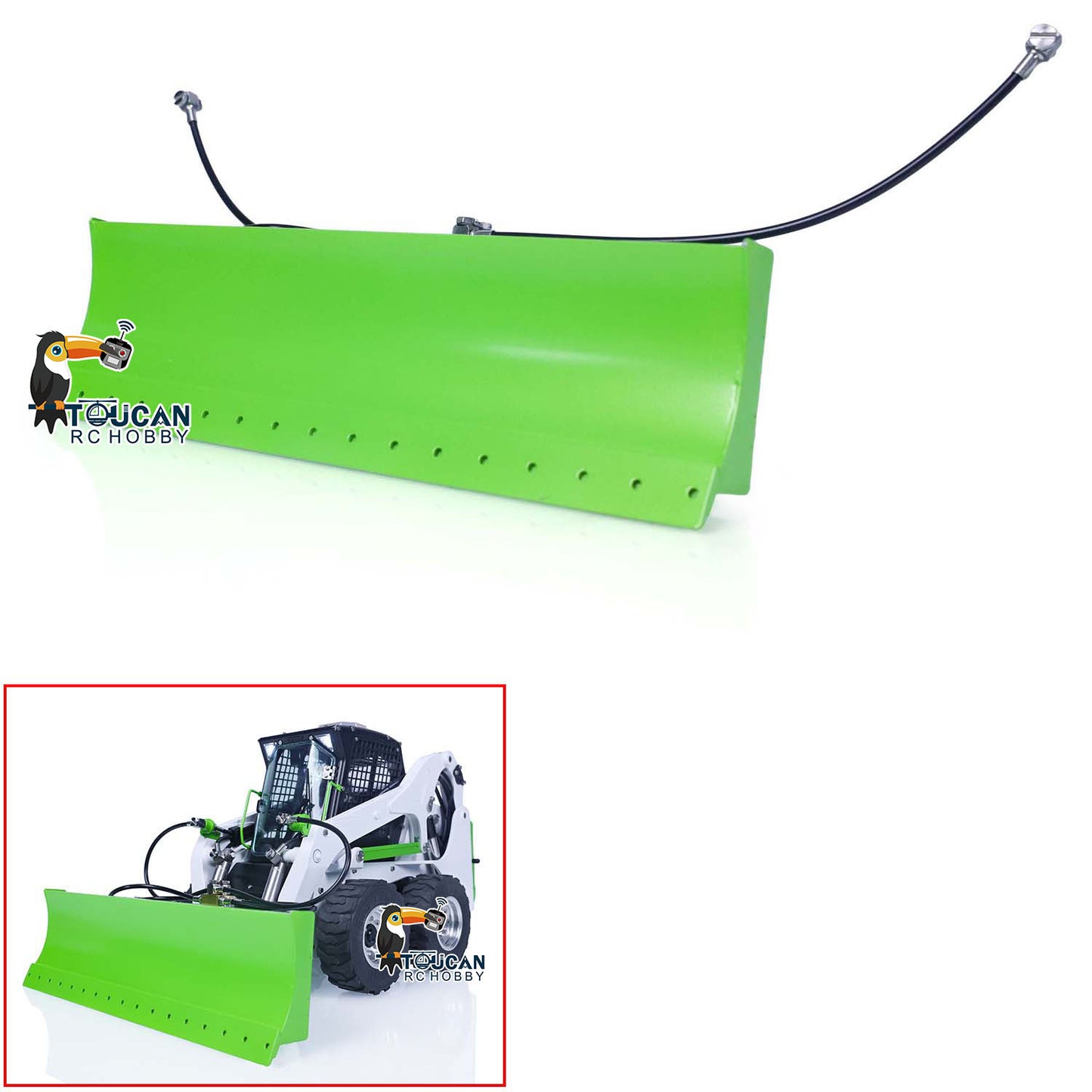 LESU 1/14 Metal Brush Cleaner Sweeper Bucket Shovel Ripper Gripper Fork Trailer Hay Clamp for RC Hydraulic Skid Steer Loaders