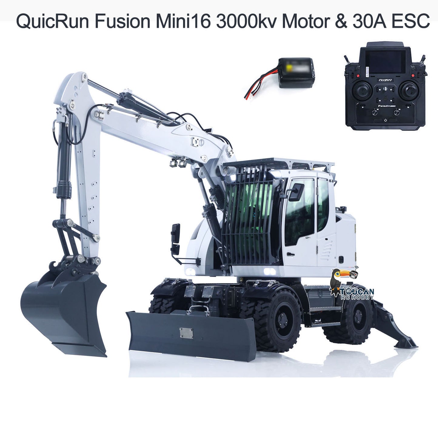 1:14 RC Hydraulic Wheeled Excavator LR914 8-ways Valve 4?¨¢4 Digger Engineering Vehicle RTR Axle Lock Upgrade Brushless Motor ESC