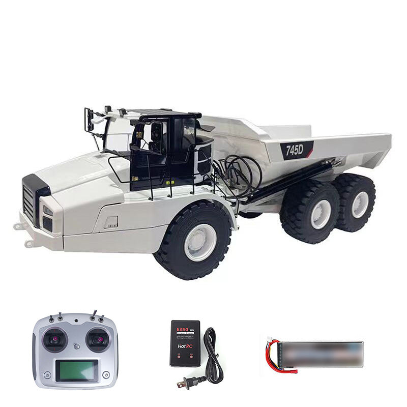 1/14 DIM 745D 745D 6*6 Metal Hydraulic RC Articulated Truck Ready To Run Light Sound Interior Trim of Cab Remote Control Battery