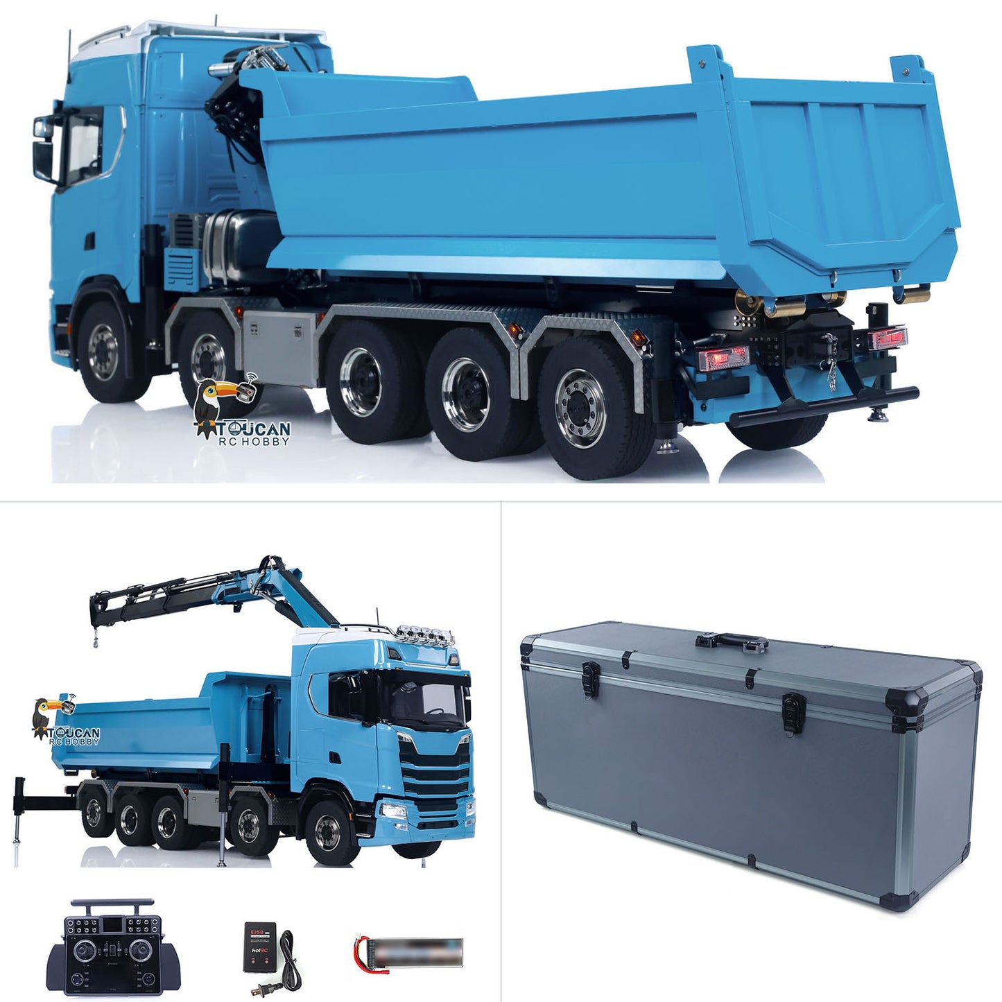 770S 10x10 1/14 Hydraulic Crane RC Tipper Car Metal Full Dump Truck RTR Battery