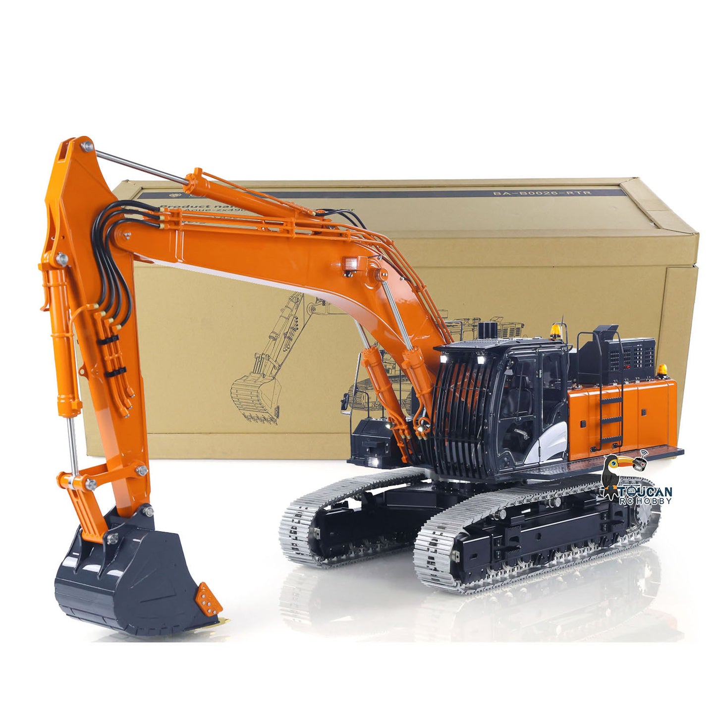 US Stock LESU 1/14 RC Hydraulic Excavator Model Aoue ZX490 Metal Remote Control Heavy Digger Car 6CH Valve Light 6CH Electrical Slip Ring