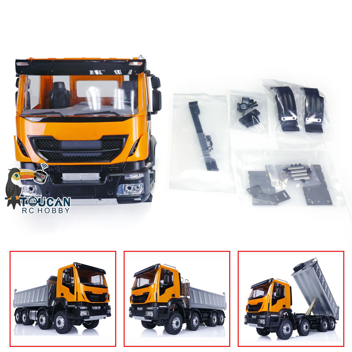 Plastic RC Car Cabin Body Shell for 1/14 RC Tipper Cars Remote Control Truck Painted Partially Assembled DIY Model