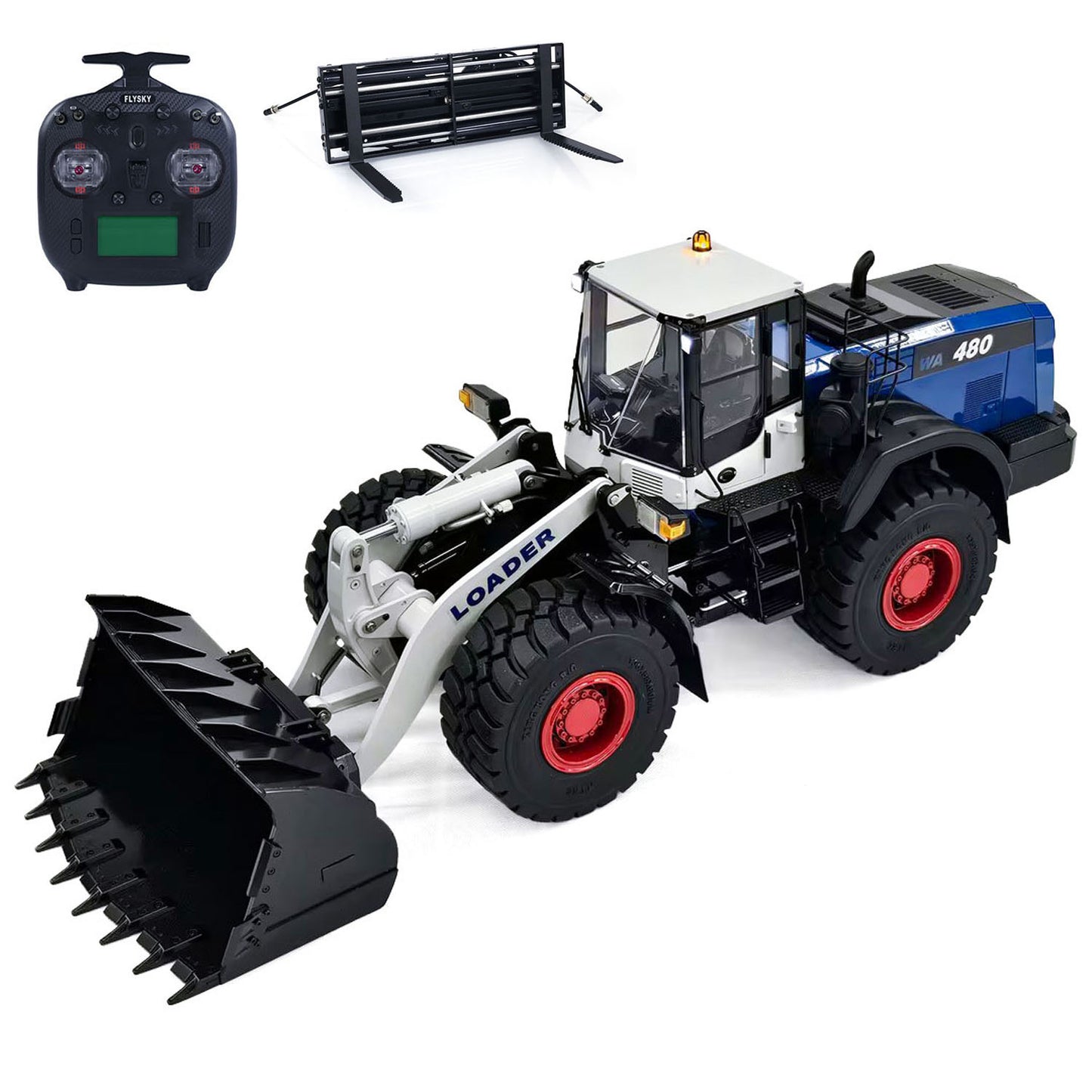 Metal 1/14 5CH Valves RC Hydraulic Wheeled Loader WA480 Heavy Construction Machine Differential Lock 2Speed Gearbox Light Sound