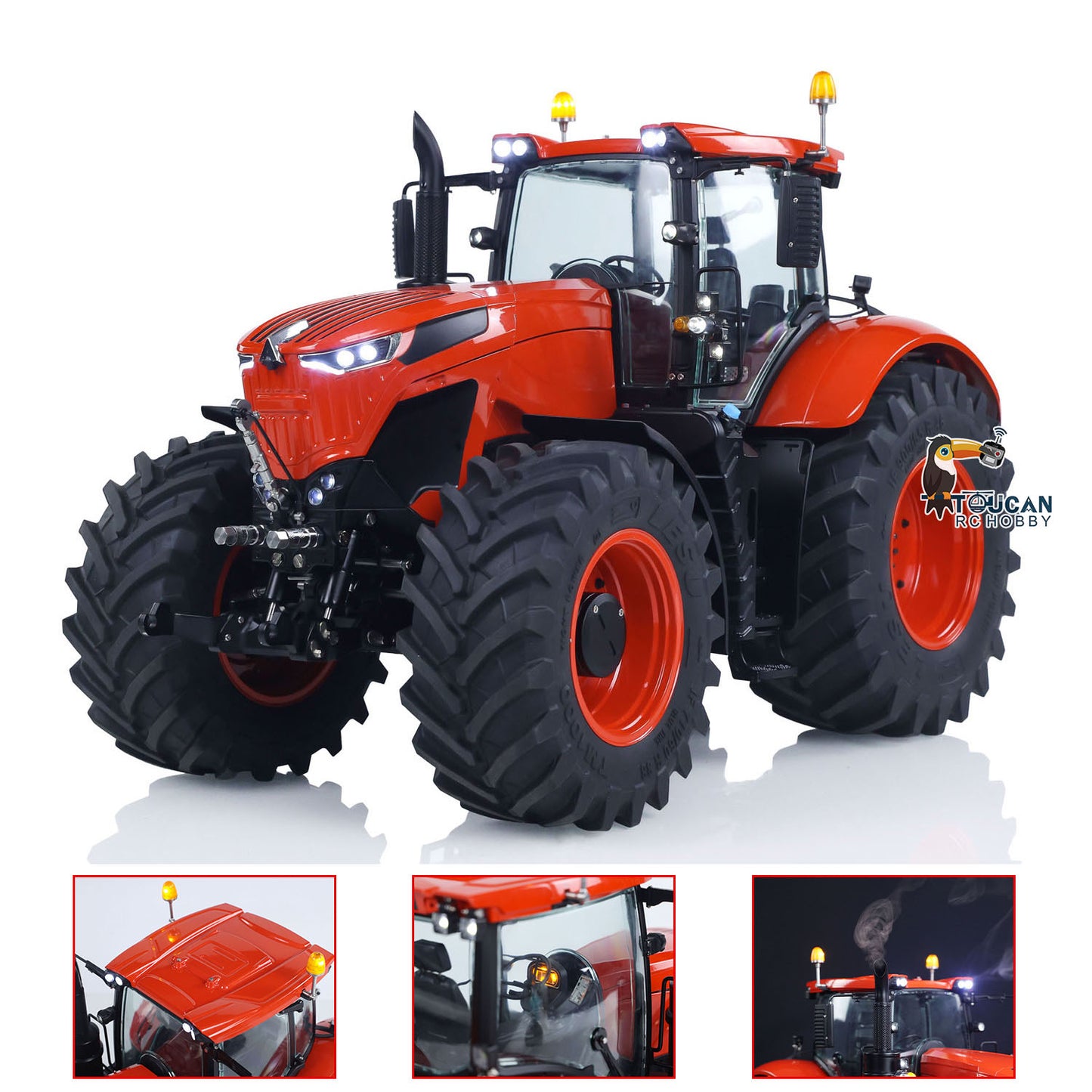 LESU 4x4 Metal 1/14 RC Hydraulic Tractor Car AOUE 1050 Radio Controlled Farm Truck Light Smoking Simulation Sound Differential