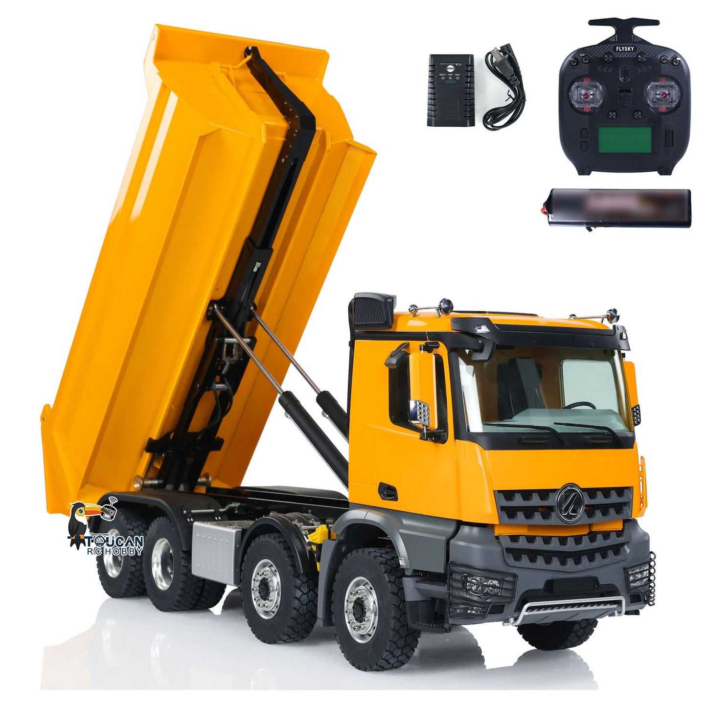 Kabolite 1/14 K3366 RC Hydraulic Tipper Car 8X8 Radio Control Dumper Truck Model with Light Sound System 2-Speed Transmission