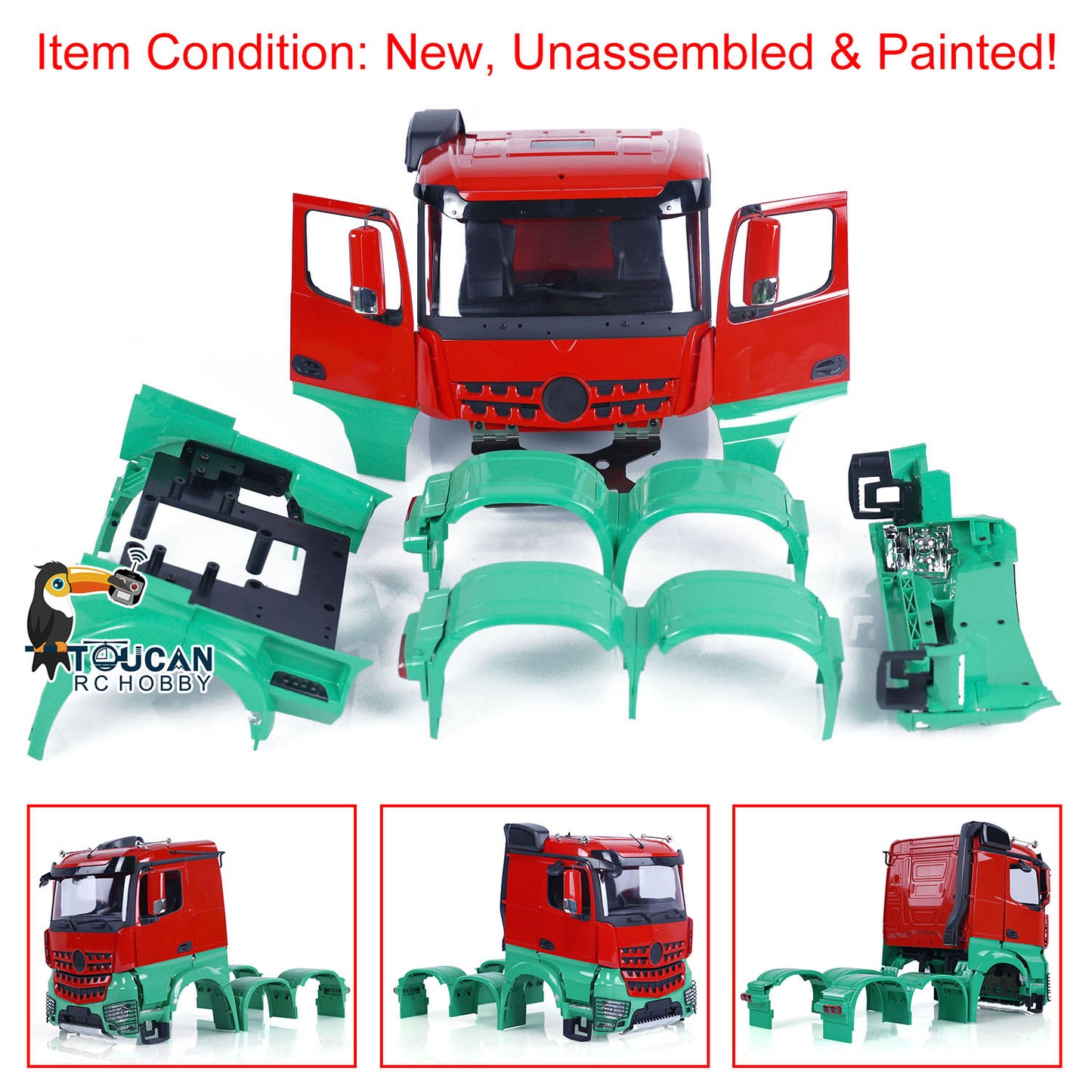 1/14 Painted Plastic Body Shell Cabin Set for 6x6 RC Tractor Truck 6X4 Car Model Emulated Car Hobby Models Unassembled and Painted