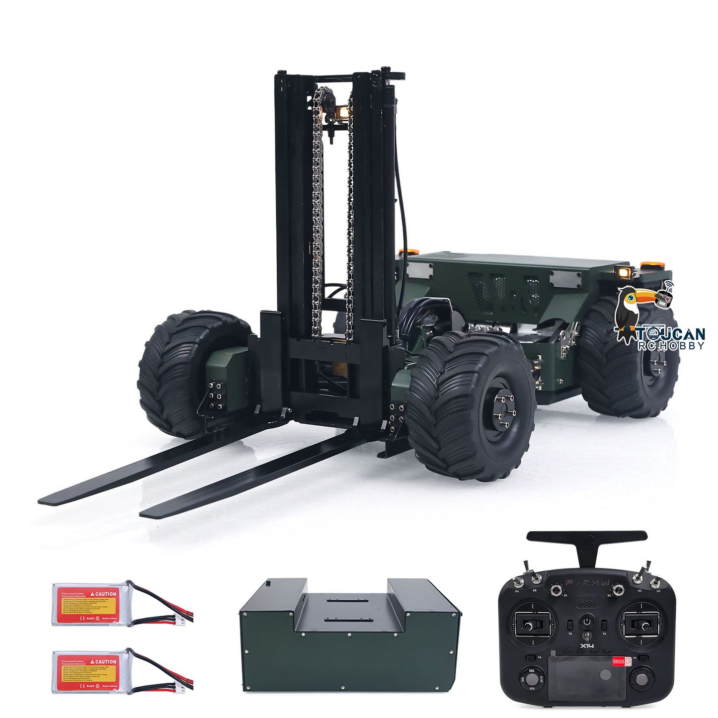 Super Frog Metal 1/14 Remote Control Hydraulic Truck Mounted Forklift BM214 Engineering Vehicle Frsky X14 Radio Lights Sounds