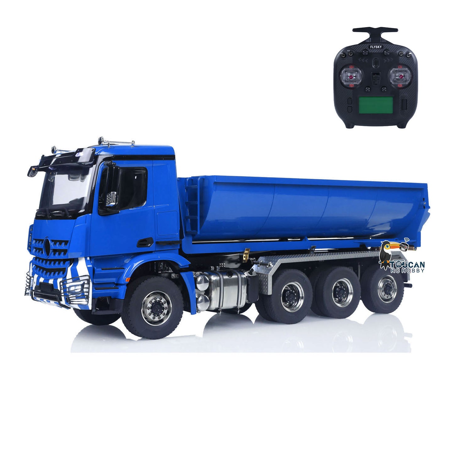 Metal 1/14 RC Hydraulic Dump Truck 8*8 3Speed Radio Controlled Roll Off Tipper 3363 Rear Axle Steering Light & Sound System
