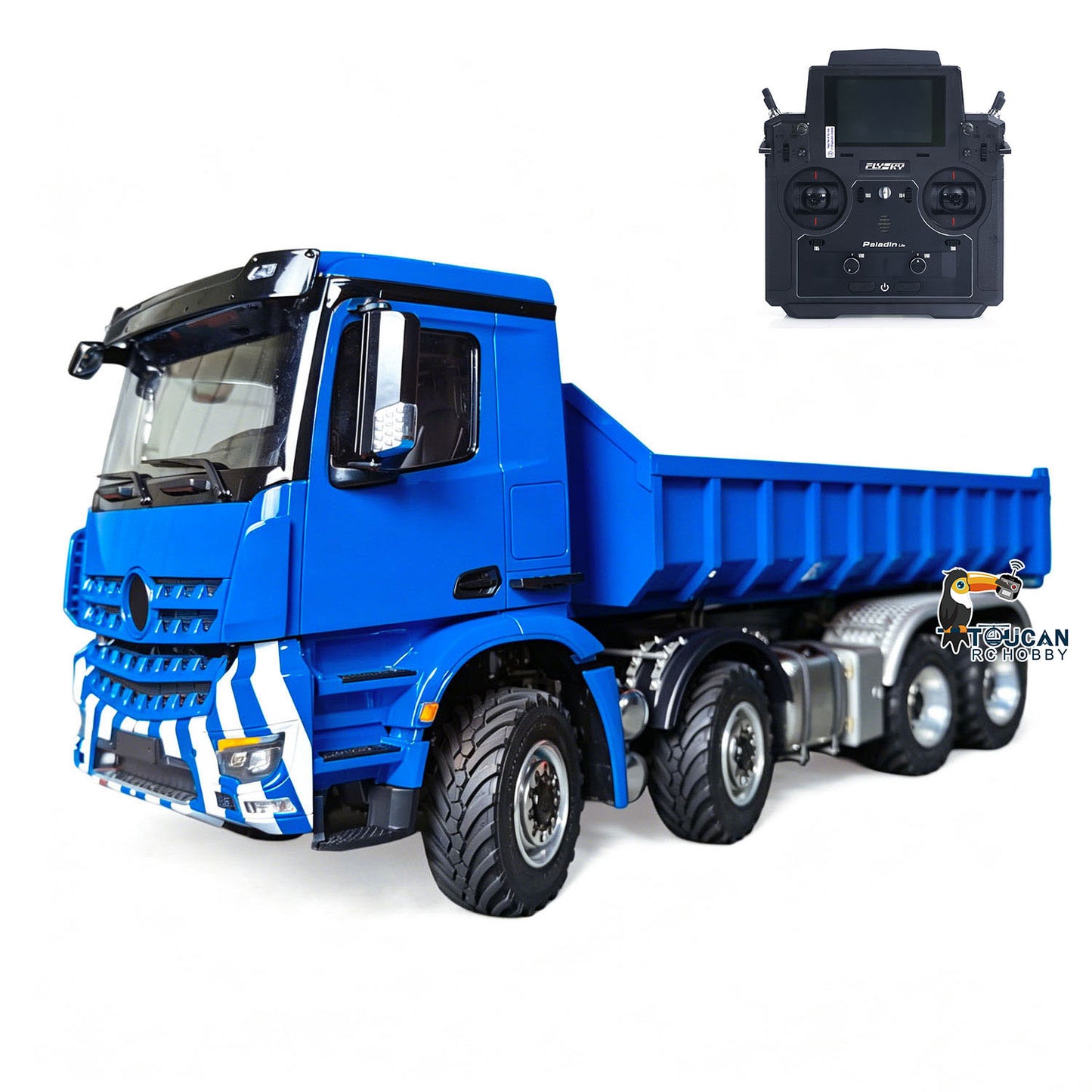 1/14 Remote Control Hydraulic Roll On Off Dumper 3 Valves 8*8 RC Full Tipper 3Speed Gearbox Light Sound System No Battery