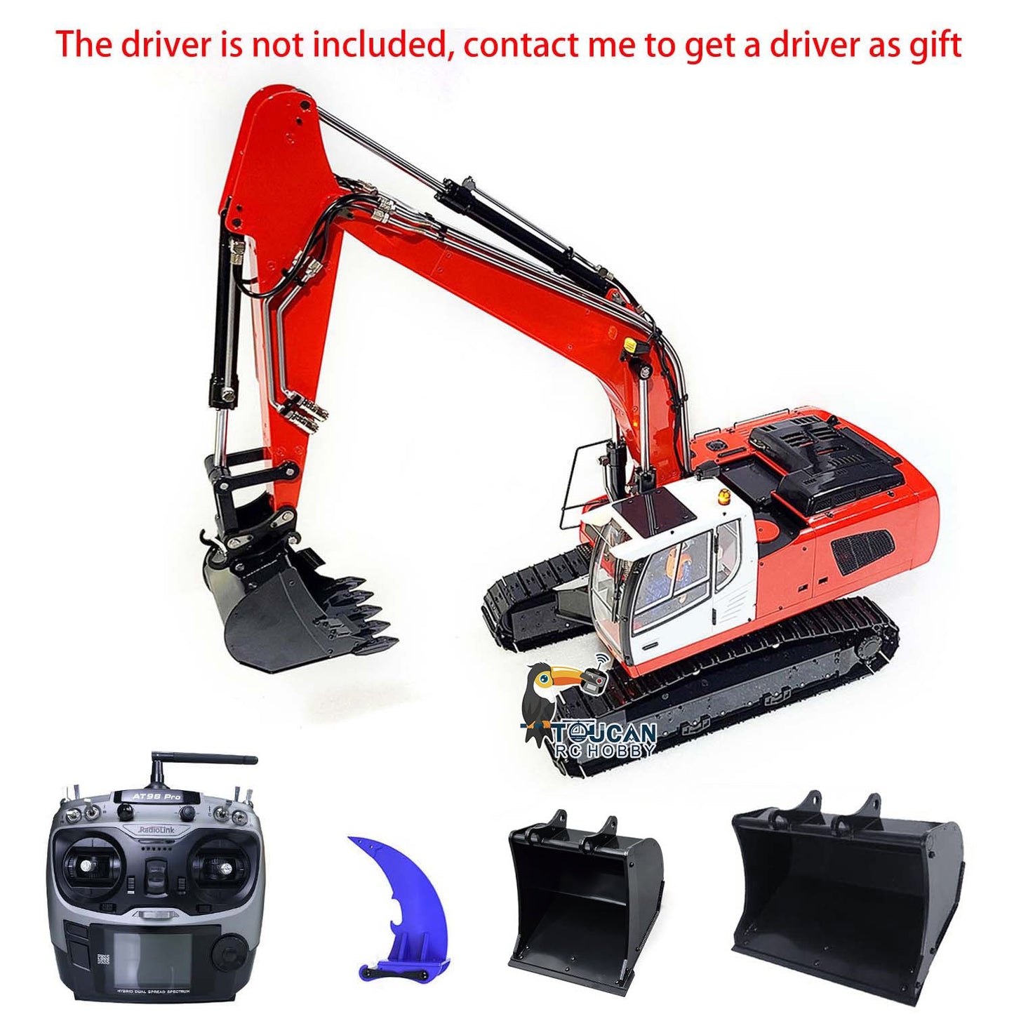 Metal 1/14 2 Arms MTMODEL RC Hydraulic Excavator Ripper 946 Remote Control Tracked Digging Vehicle Tiltable Bucket Grab Model