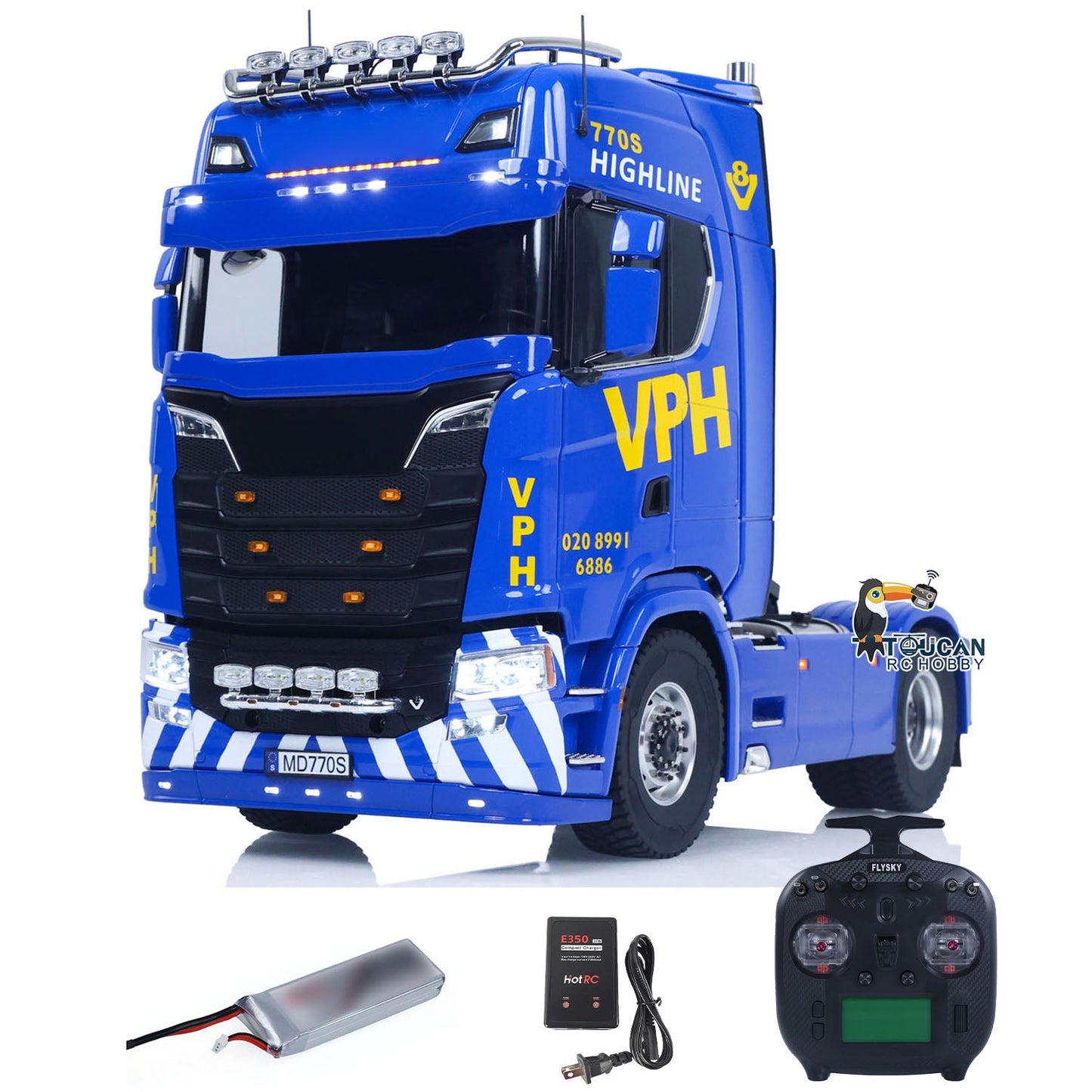 4*4 Metal 2Speed Transmission 770S RC Tractor Truck 1/14 Remote Control Vehicle Differential Locks Hobbywing Brushed 80A ESC RTR
