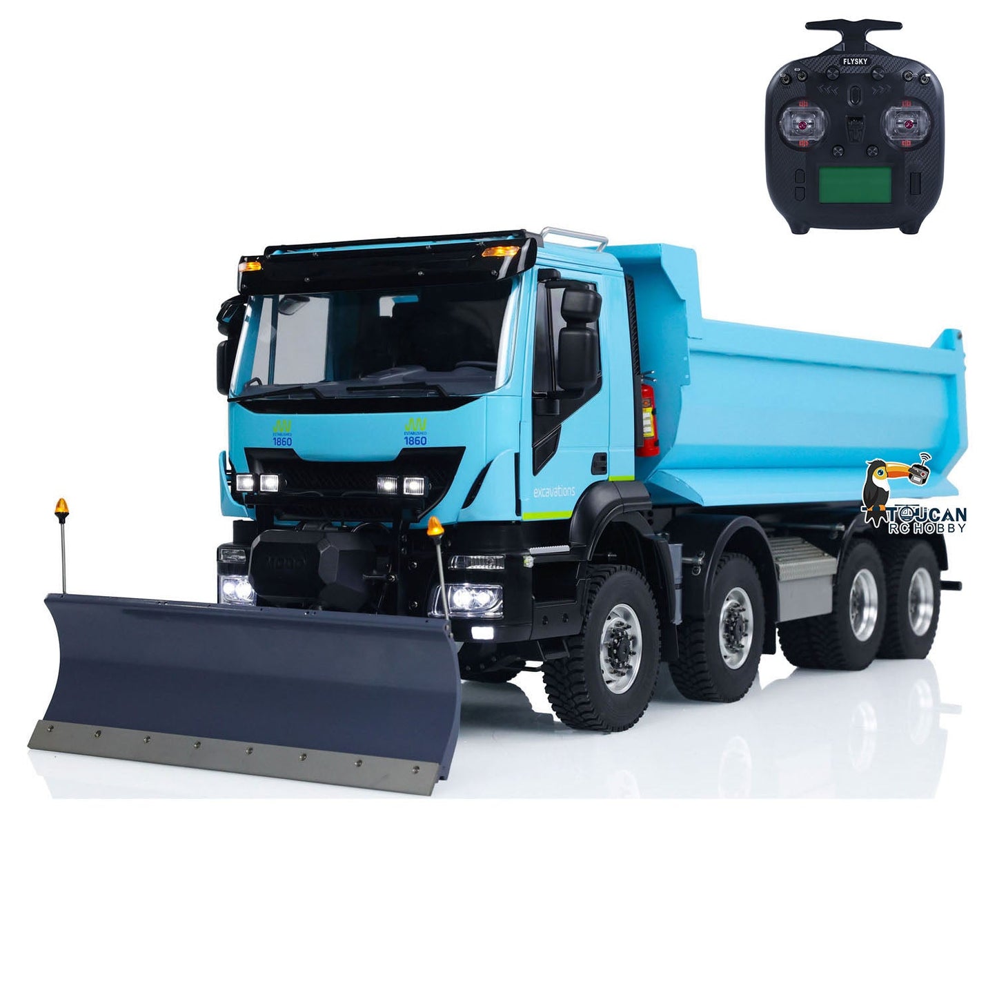 1/14 8x8 Metal Hydraulic RC Dump Truck Remote Control Tipper Cars Assembled and Painted Snow Blade with 2-speed Transmission