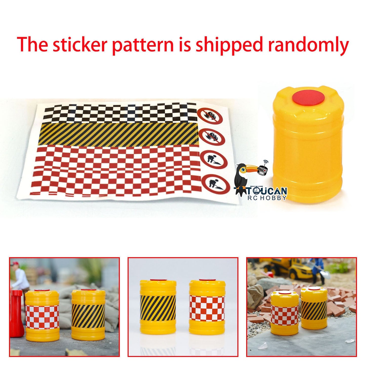 Plastic Traffic Sign Guardrail Traffic Barrier Cones Crash Bucket Decorative Plastic Part for 1/14 RC Construction Vehicles Remote Control Car