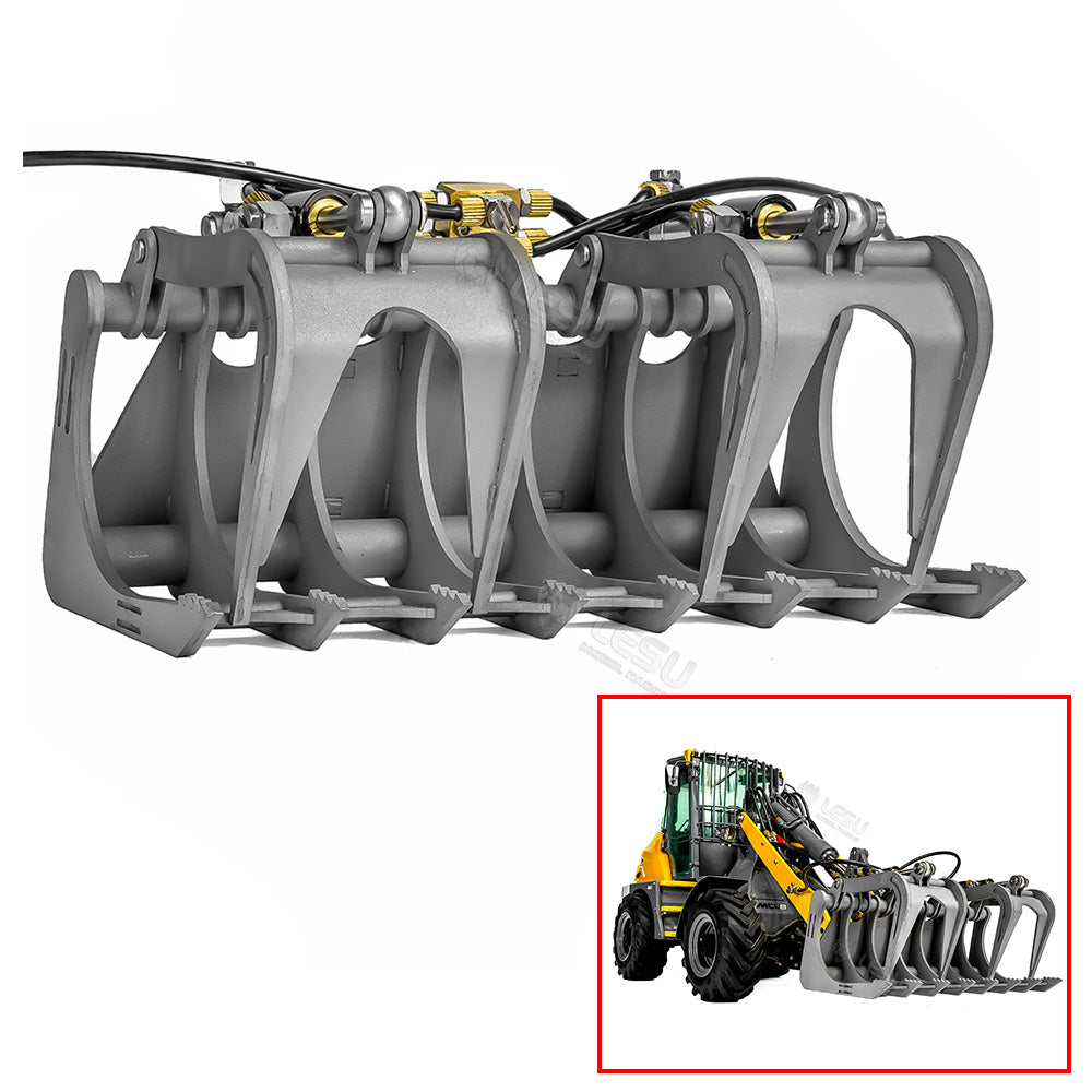 LESU AT1050 1/14 Hydraulic RC Fork Loader Painted Assembled Car Telescopic Arm Metal Sieve Shovel Rake Bucket Fork Gripper