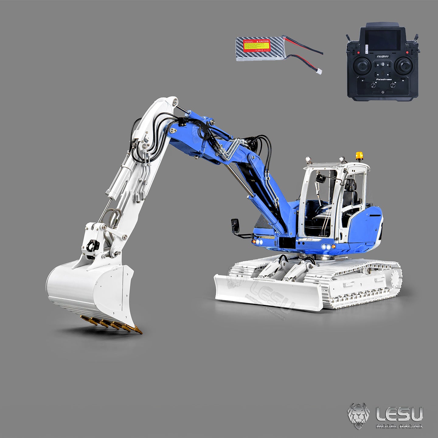 In Stock LESU 1/14 Metal RC Hydraulic Excavator MC15 4Arms Remote Control Digger 15MC 9 Valves Dual Pumps Light Sound PL18EV Lite