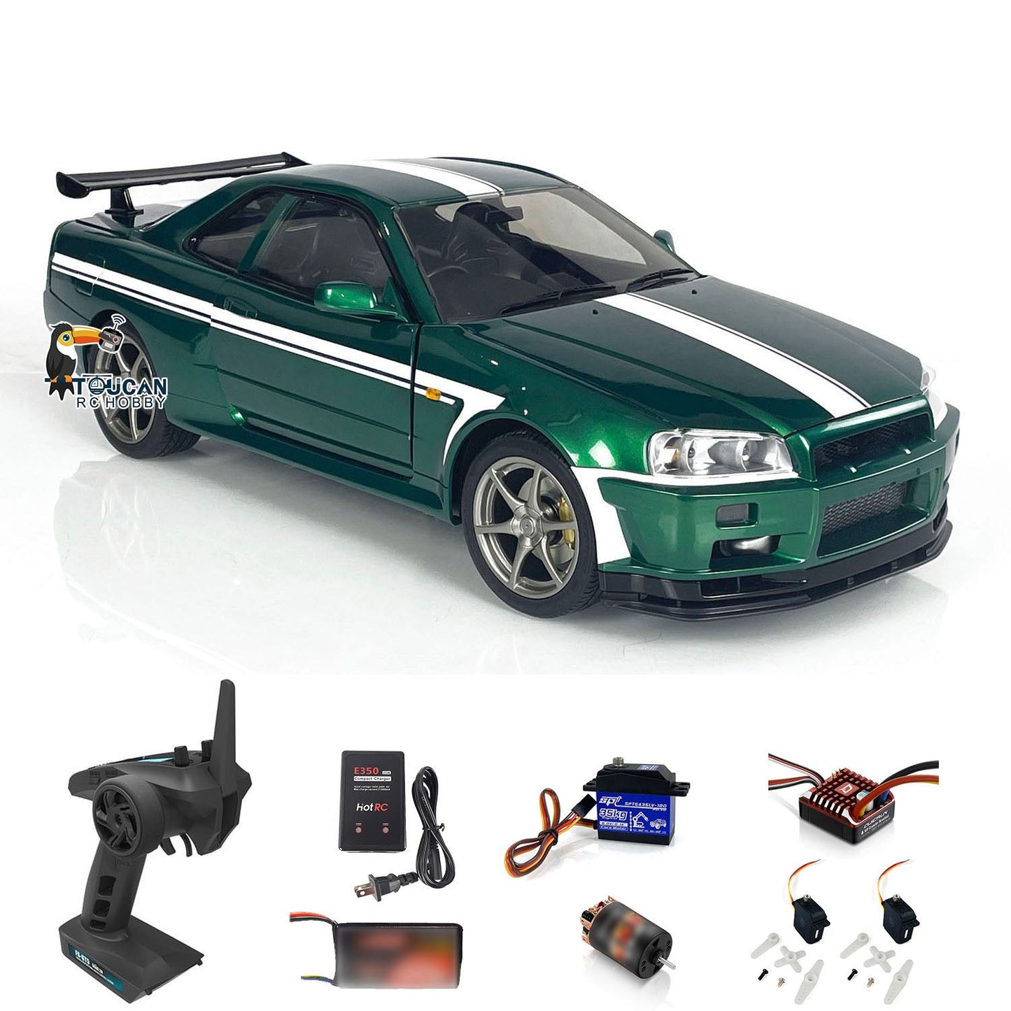 1:8 Capo 4x4 R34 4WD High-speed RC Roadster Radio Control Drift Car RTR Electric DIY Model 2-Speed Transmission RC Hobby Model