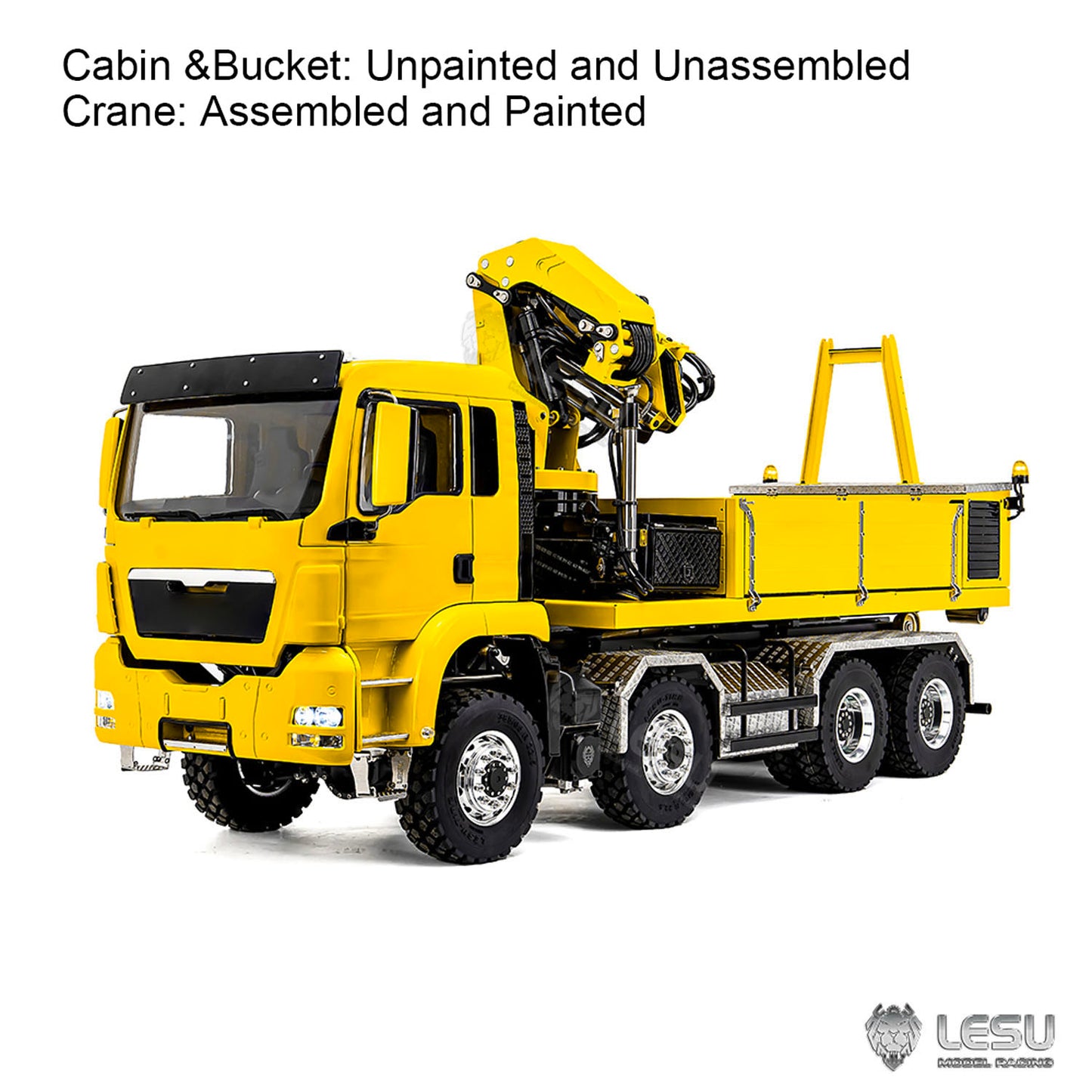 LESU 1/14 RC Hydraulic Roll on off Dumper Truck Crane Unassembled Plastic TGS Cabin Metal 8x8 Chassis Electric Tipper Axles Lock