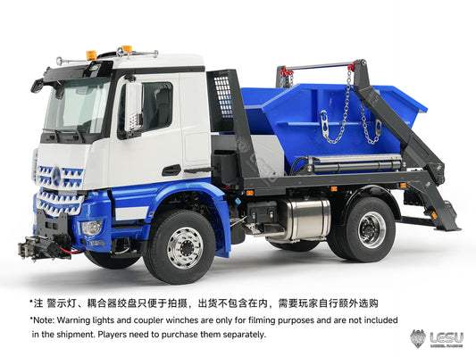 3Speed LESU Skip Loader 3363 Metal 4X4 Chassis 1/14 RC Hydraulic Swing Arm Garbage Dump Truck Light Sound Hub Reduction Axle