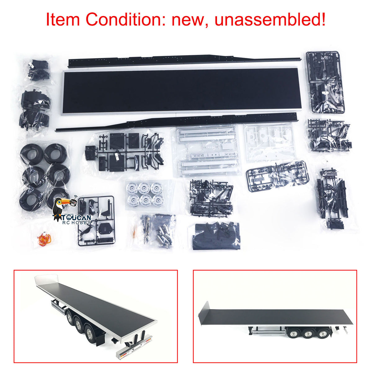 Fast Free Shipping Unpainted RC Reefer Semi-trailer Container Timber Flatbed Semi Tractor Truck KIT DIY Electric Car Hobby Models