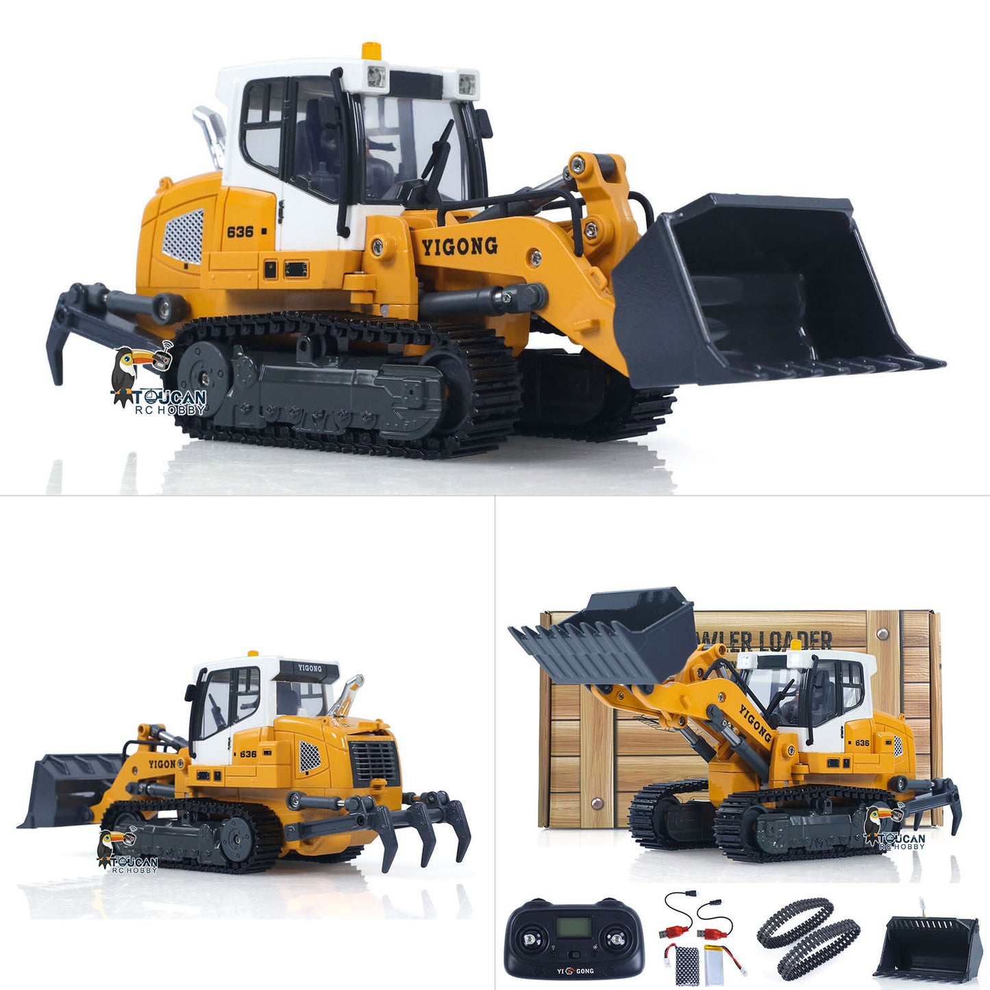 IN STOCK New Toy!1/50 RC Electric Lifting Tracked Loader LR636 2.4G Construction Vehicle Metal Bucket Tracks Ripper RTR Model Light Sound Battery