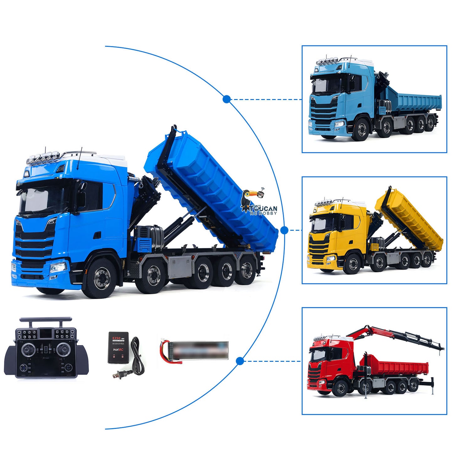 RC Metal 1/14 Hydraulic Dumper & Crane 770S 10x10 3-speed RTR Full Dump Trucks Battery