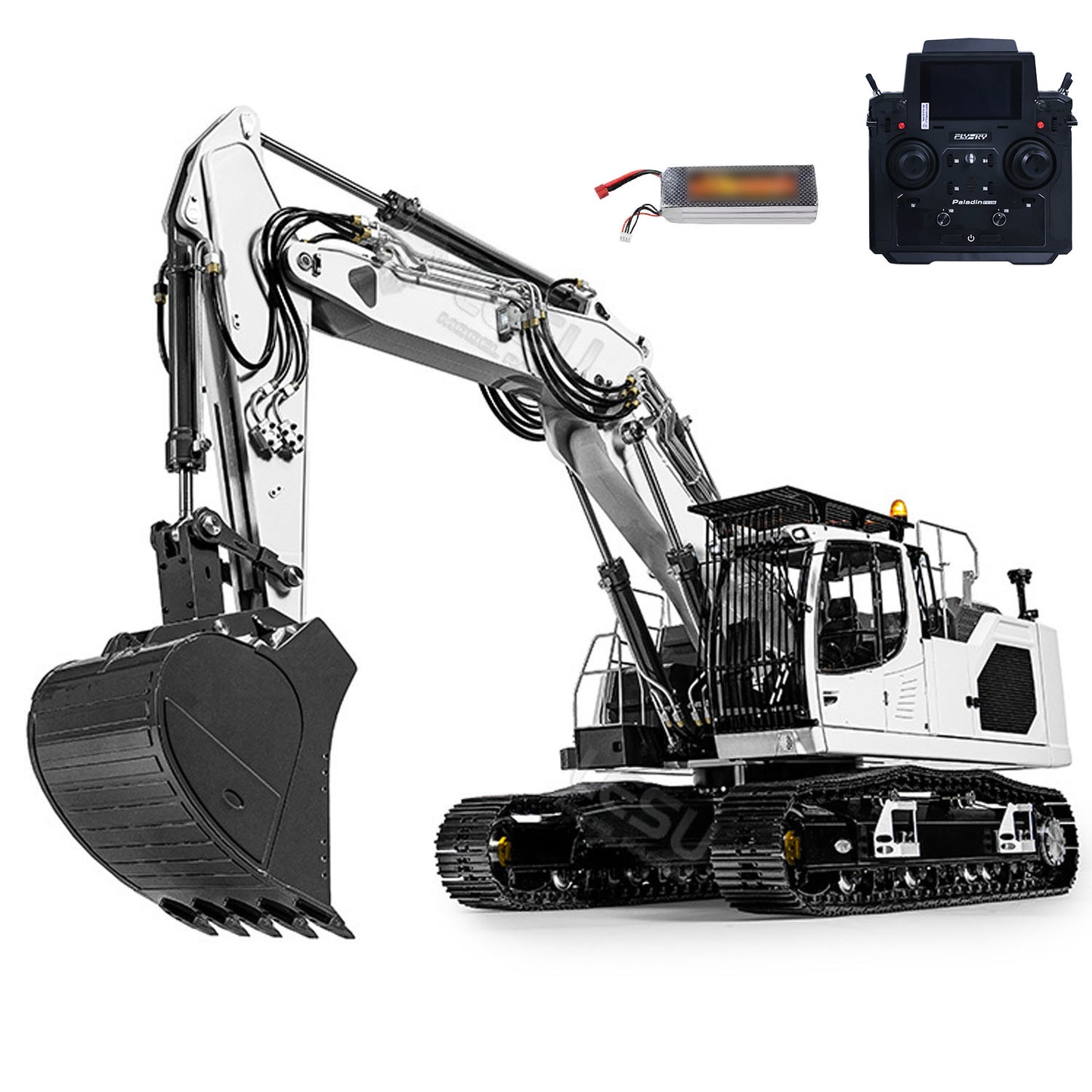 3 Arms 1/14 LESU RC Hydraulic Diggers LR945 RTR Remote Control Excavator Model FlySky PL18EV Lite Light System ESC Servo Motor