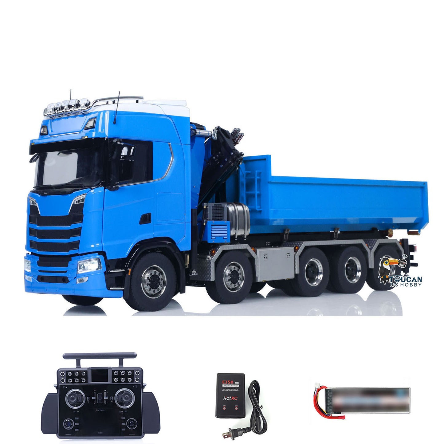 SA770S Metal 1/14 RC Hydraulic Crane Dump Truck 10X10 Radio Controlled Full Dumper Car Frsky XE Lite Light Sound Painted Model