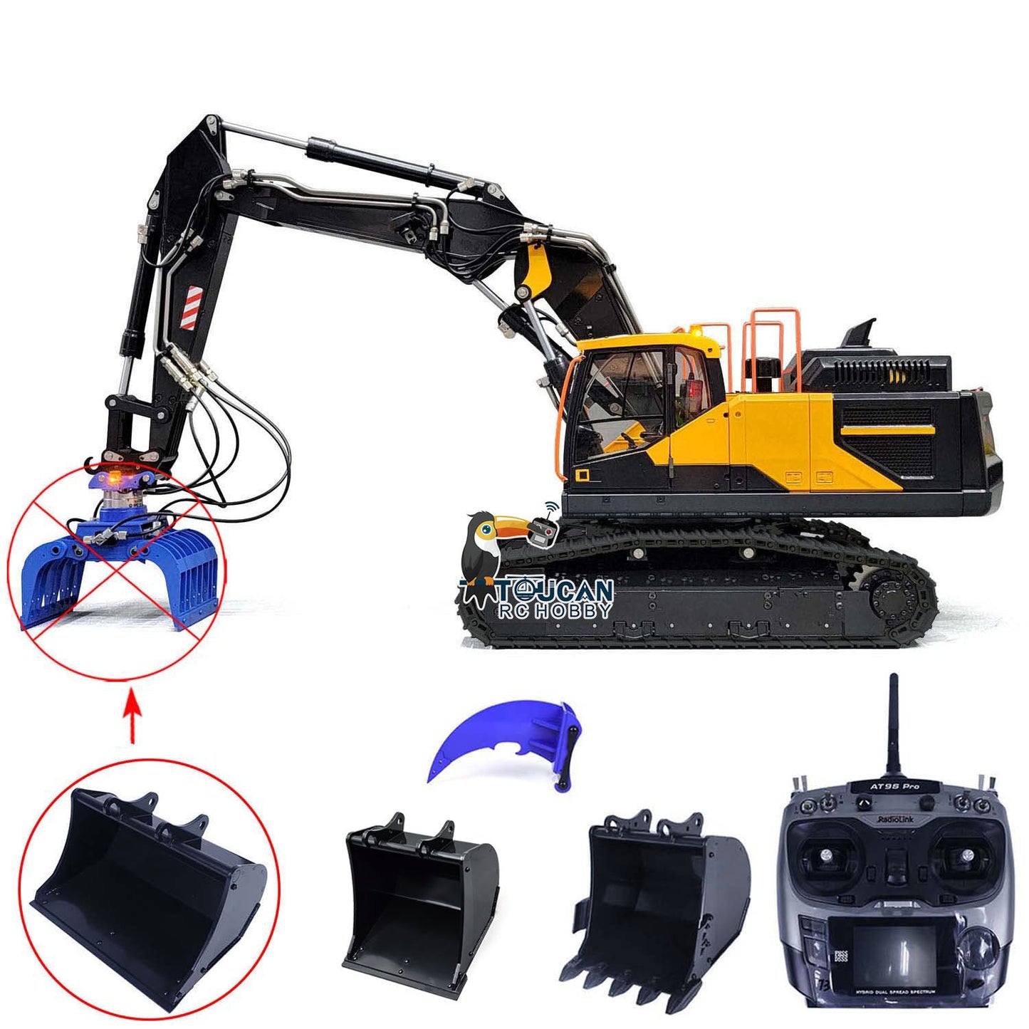 1/14 MTMODEL EC380 3 Arms Metal Hydraulic Tracked RC Excavator Assembled and Painted Construction Vehicle Heavy Digger Machine