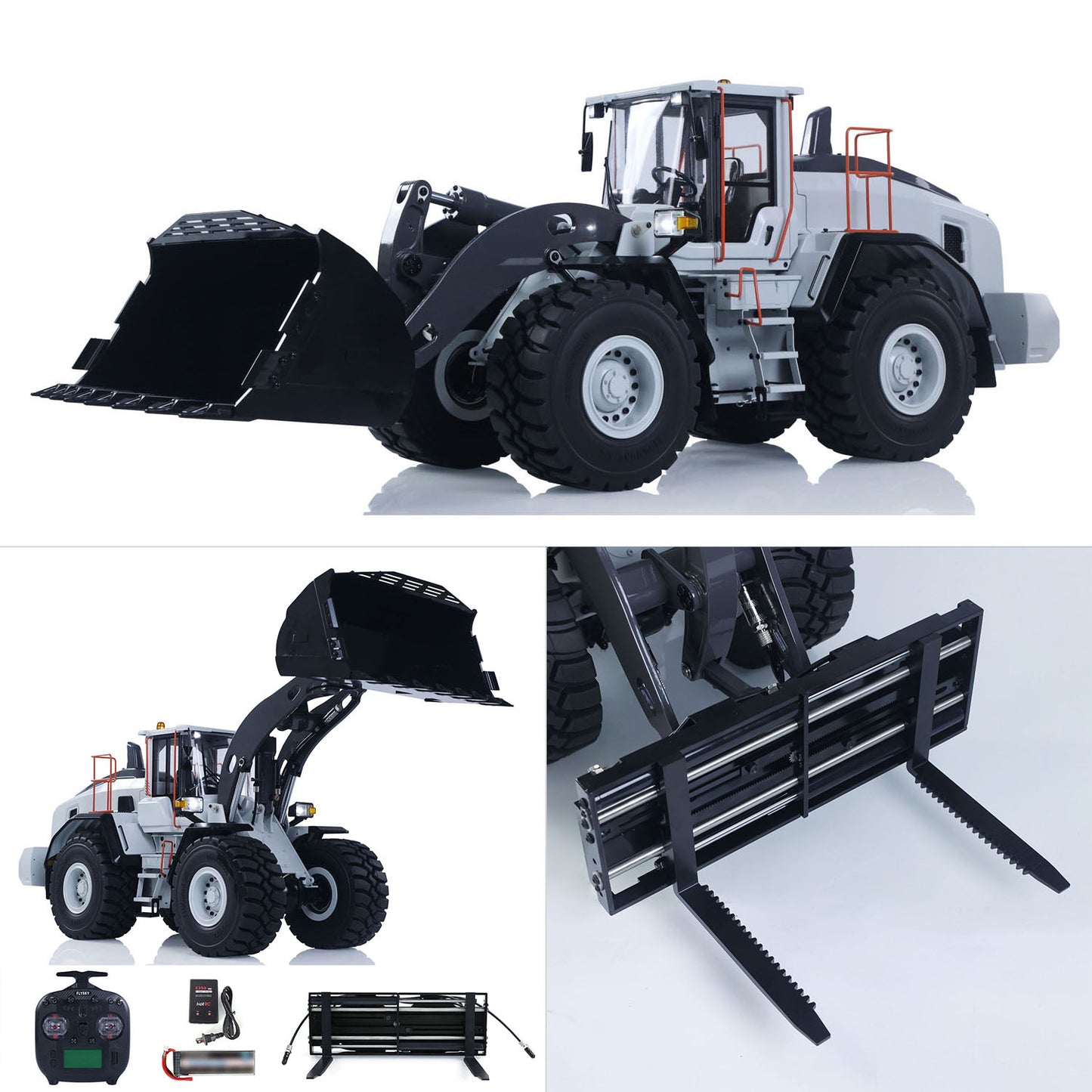 MTRC 1/14 RC Hydraulic Loader E260L Metal Radio Controlled Construction Vehicles Flysky ST8 Radio Brushless Motor LCD Screen Ready to Run