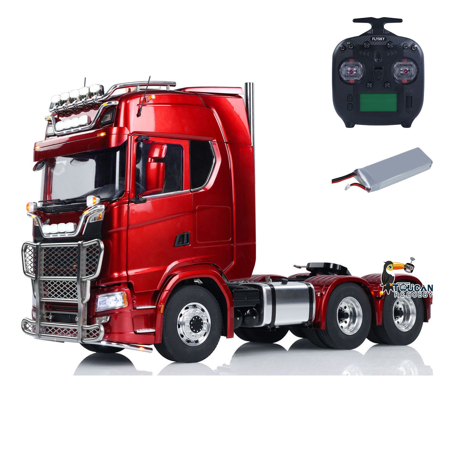 TOUCAN 1/14 Remote Control Tractor Truck 770S 6*6 Assembled and Painted Car Model Metal Chassis Light Sound Smoke Differential