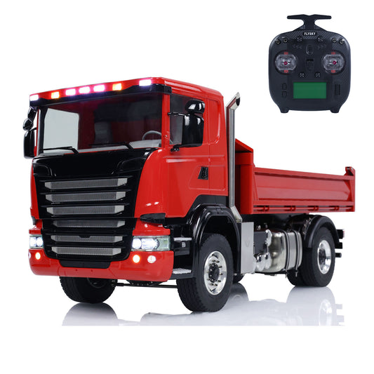 1/14 4*4 RC Hydraulic Dumper Car Remote Control Dump Truck Metal Tipper Electric Model FlySky I6S with 3-speed Transmission