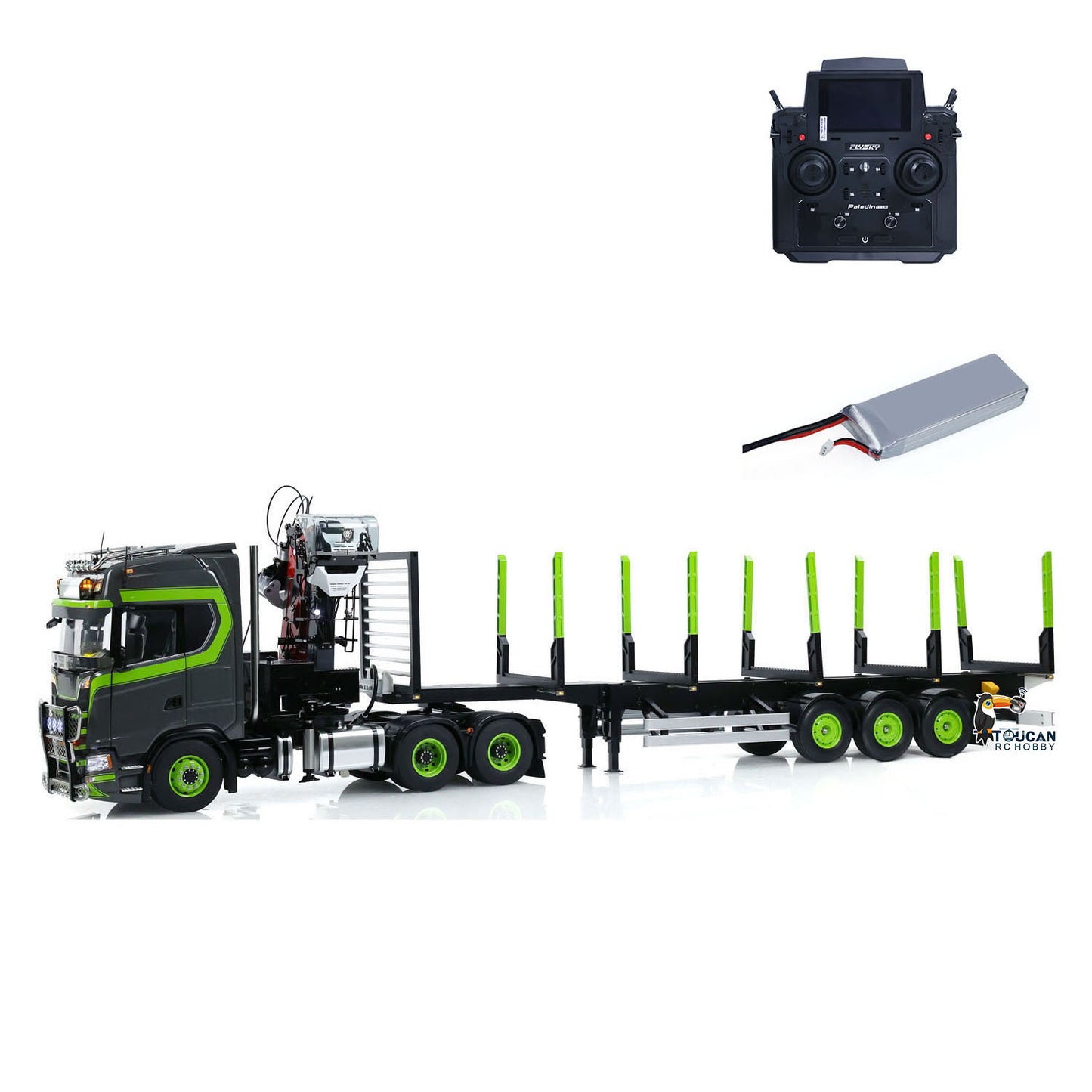 Toucan 6X6 Metal Chassis 1/14 RC Tractor Truck 770S Hydraulic Crane Logging Trailer