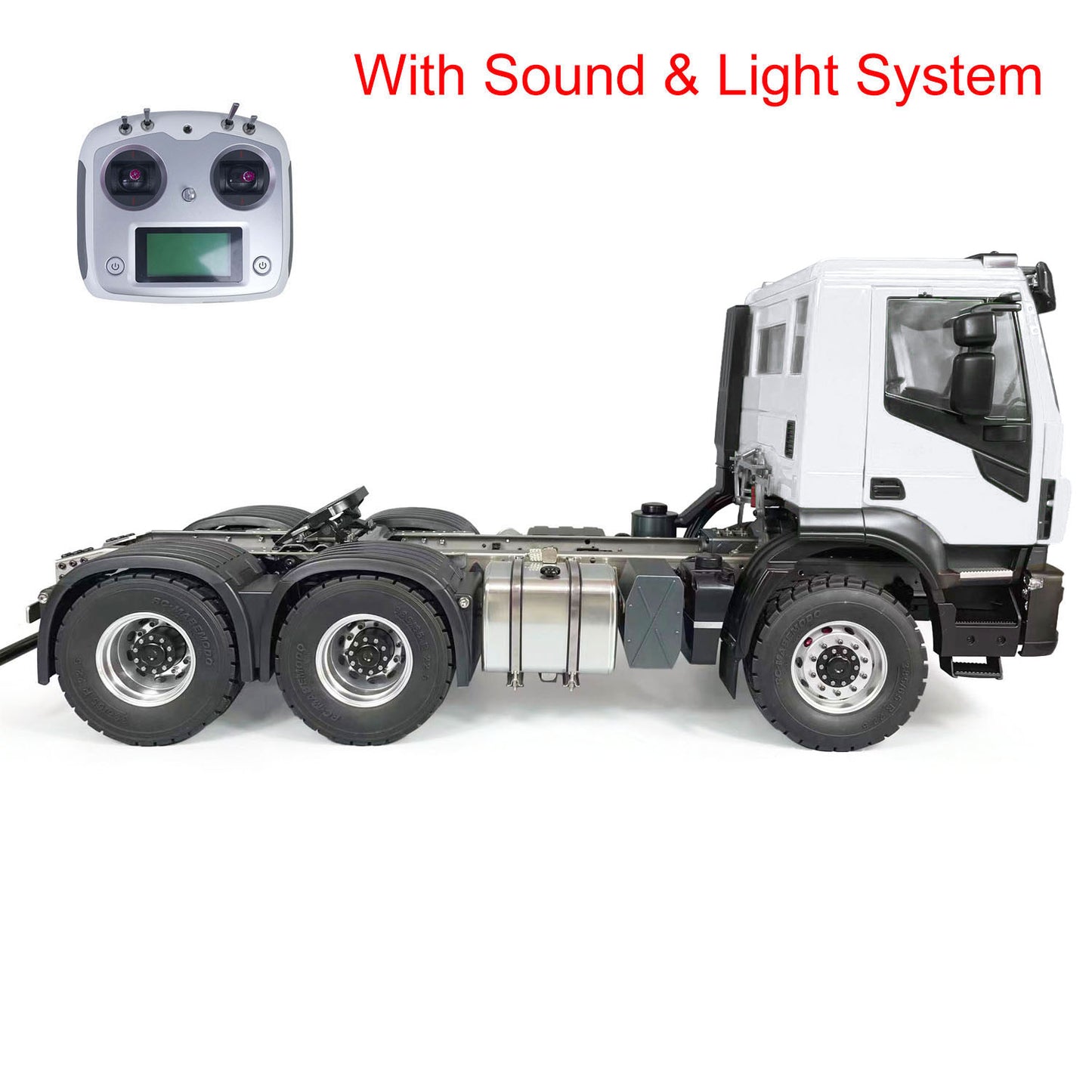 1/14 6x6 Metal RC Tractor Truck Painted Assembled Electric Radio Controlled Car Model Sound LED Light 50x18.2x25cm