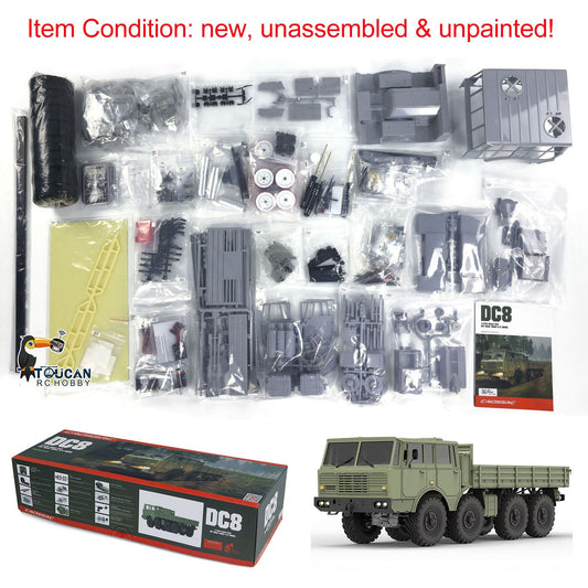 CROSSRC DC8 8X8 1/12 Electric Remote Control Off-road Unpainted Unassembly Military Truck Crawler Two-speed Transmission KIT Car