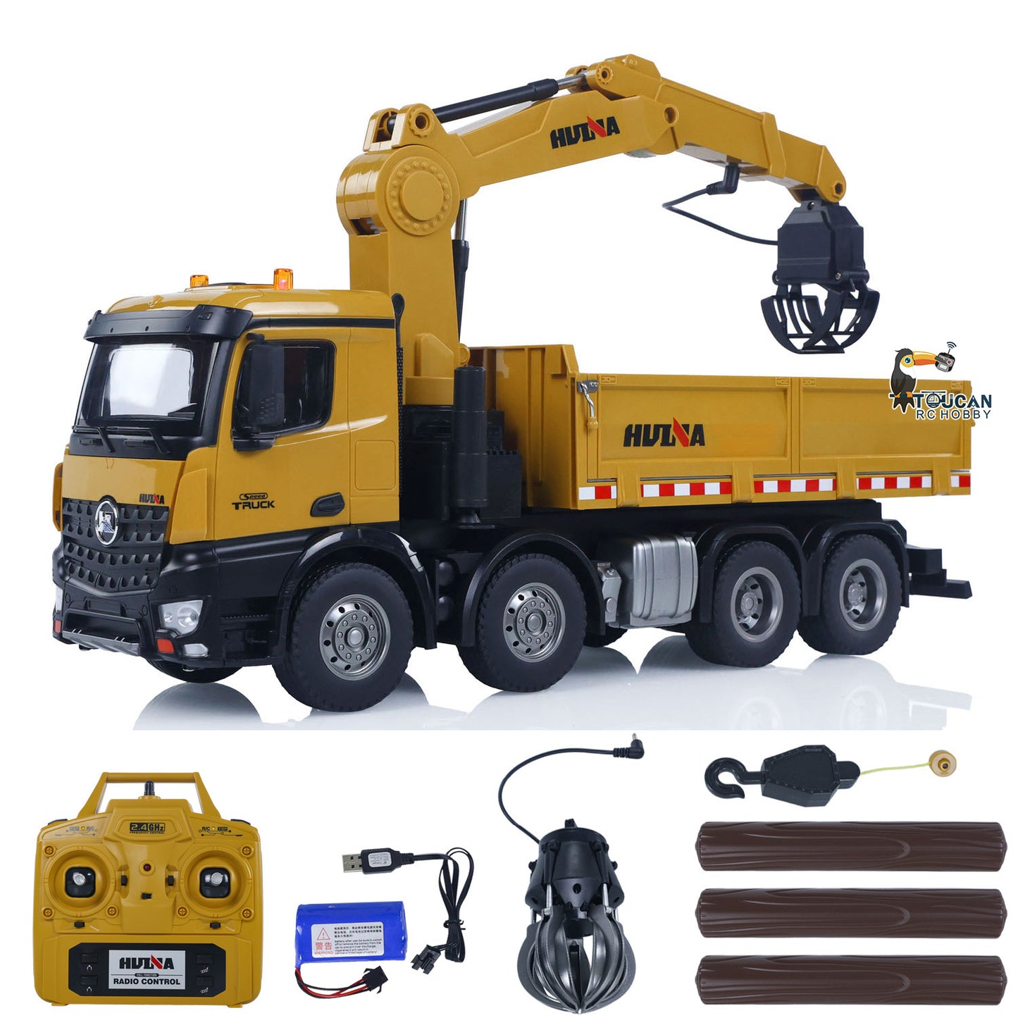 US STOCK HUINA 1538 1/14 RC Timber Grab Truck Dumper Remote Control Model Toy Vehicles 2.4G Radio Battery