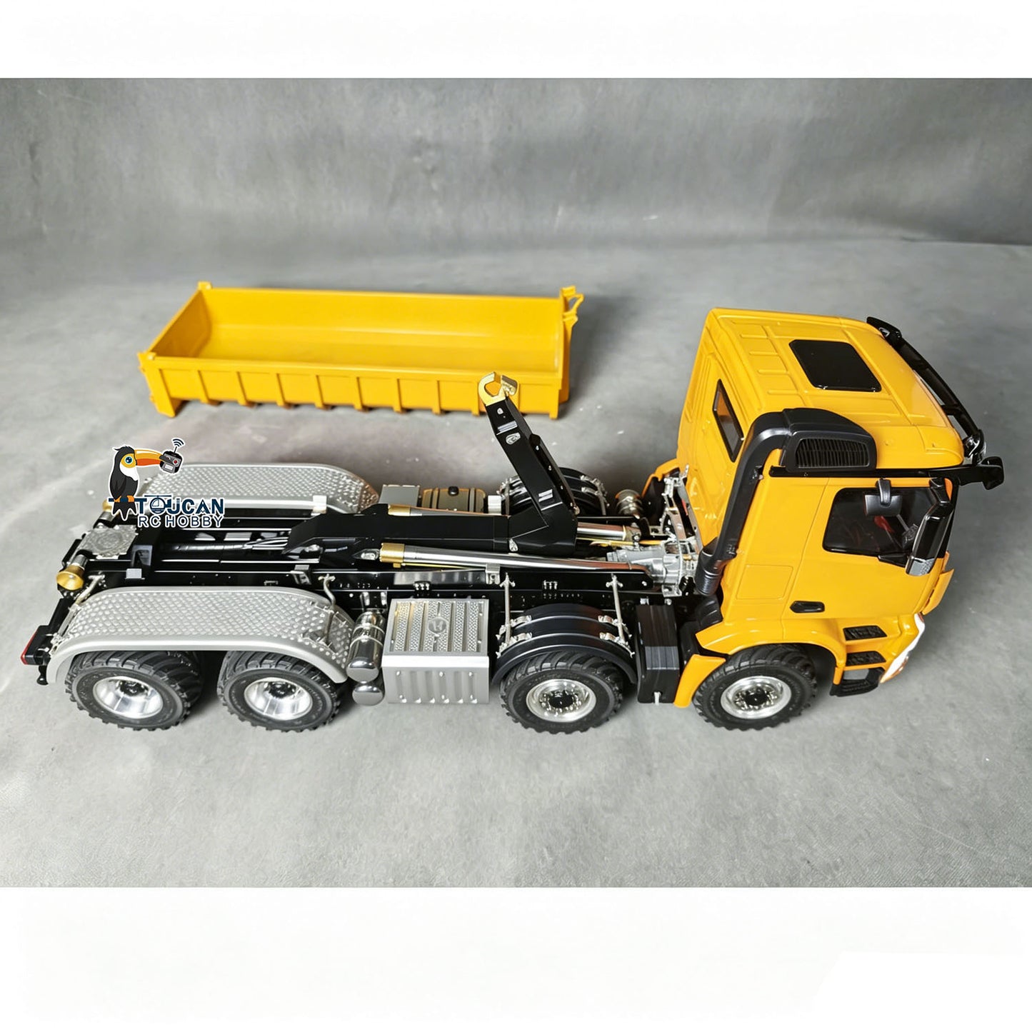 1/14 Remote Control Hydraulic Roll On Off Dumper 3 Valves 8*8 RC Full Tipper 3Speed Gearbox Light Sound System No Battery