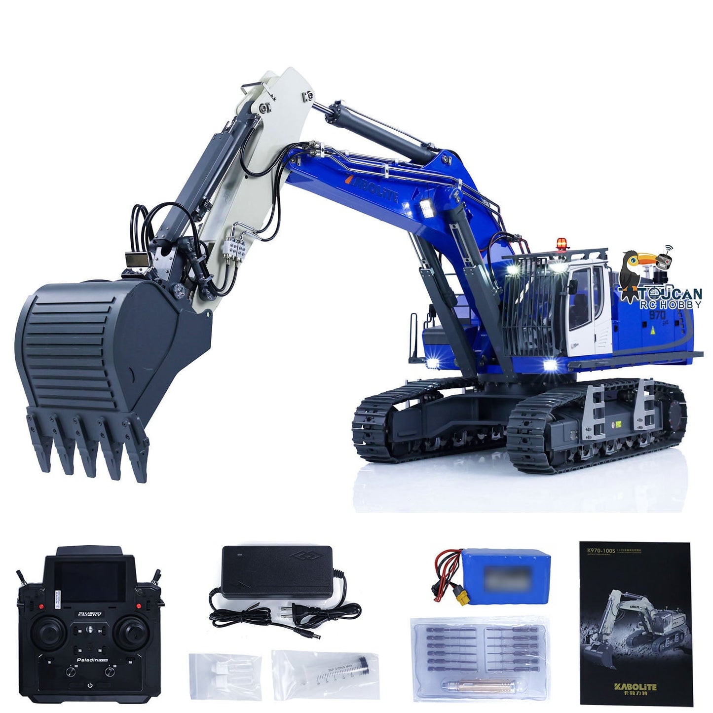 Kabolite K970 100S Pro 1/14 Hydraulic RC Diggers Excavator Metal Model Remote Control Construction Vehicle DIY Painted Assembled