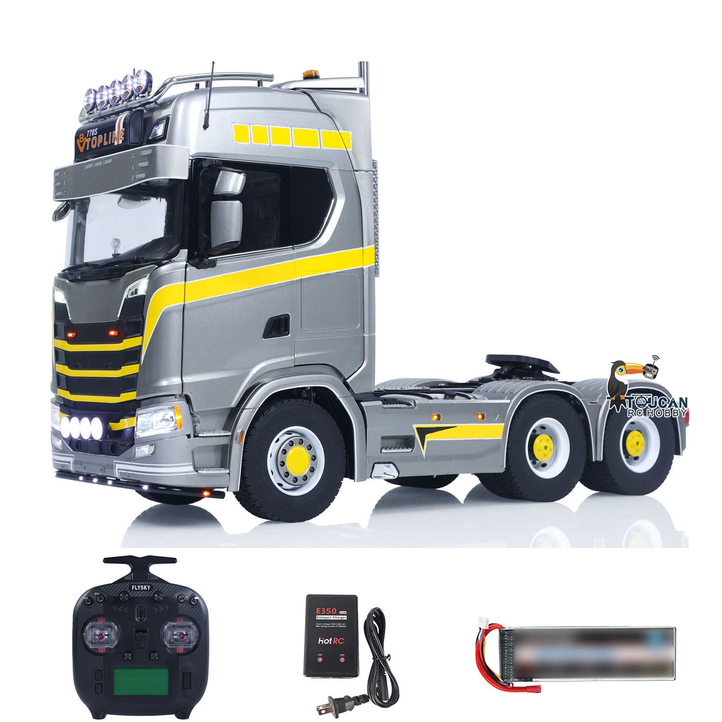TOUCAN 1/14 RC Tractor Truck 770S RTR 3Speed Lorry 6X6 Metal Chassis Axle Locks Smoke Sound Light Chassis Suspension ST8 Battery