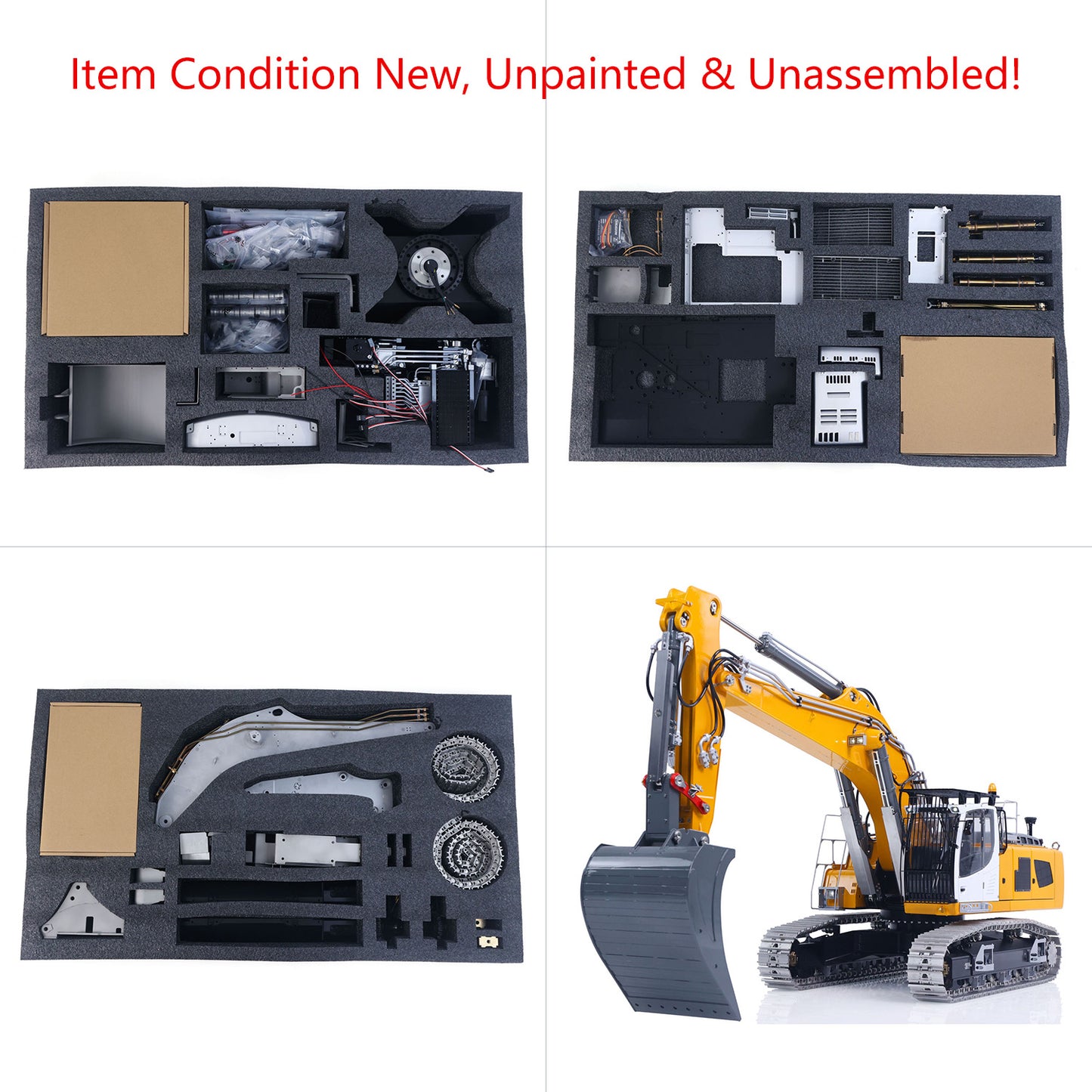 LESU AOUE 2Arms LR956 1/14 RC Hydraulic Excavator Metal KIT Radio Controlled Digger Model 4MPA Dual Pumps Light 6CH Valve Brushless Motor