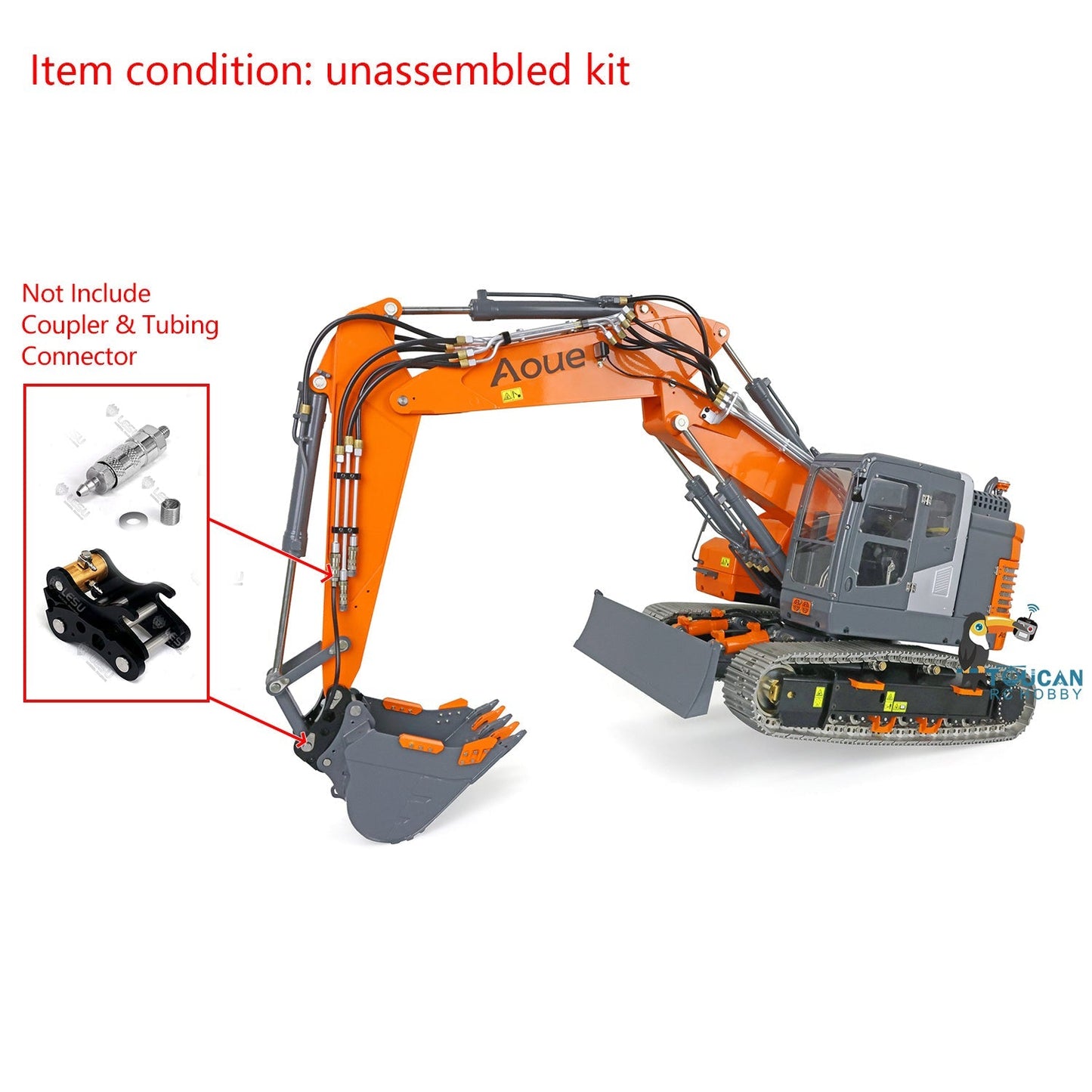 LESU 1/14 Metal Aoue ET26L Hydraulic RC Excavator Painted Three-section Ripper Bucket Tree Digging Tool Compactor Trailer Crusher