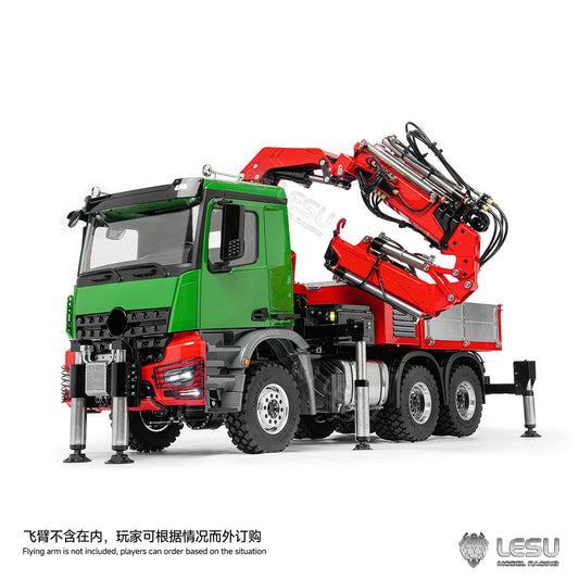 LESU 3363 6X6 Metal 1/14 RC Hydraulic Crane Truck Fly Jib Arm 3Speed Remote Control Lorry 7CH Valve 6 Outriggers Axle Diff Lock
