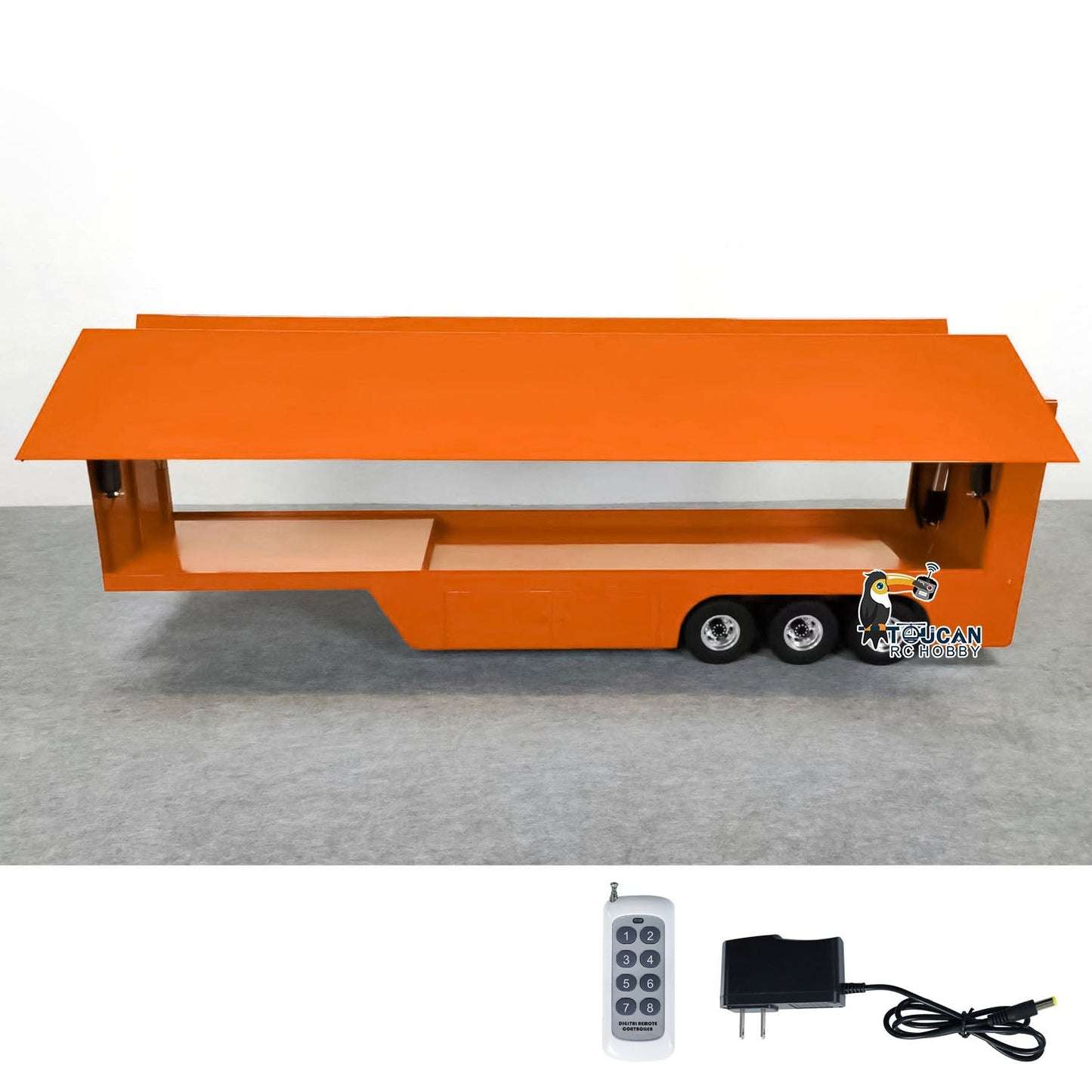 1/14 Metal RC Mobile Stage Vehicles Remote Controlled Roadshow Trailer Truck Painted Assembled for Performance Hobby Model