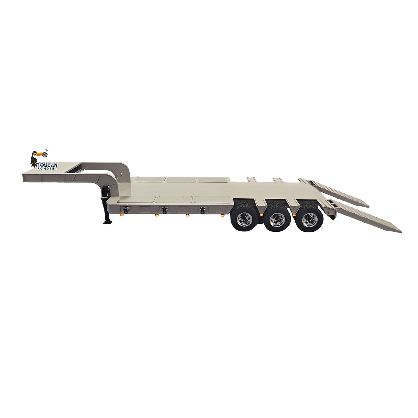 Metal 3Axles Gooseneck Low Flatbed Trailer Manual Support Legs for 1/14 Remote Control Tractor Truck 4151AK RC Lorry Car Model