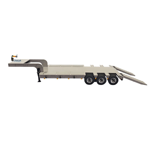 Metal 3Axles Gooseneck Low Flatbed Trailer Manual Support Legs for 1/14 Remote Control Tractor Truck 4151AK RC Lorry Car Model