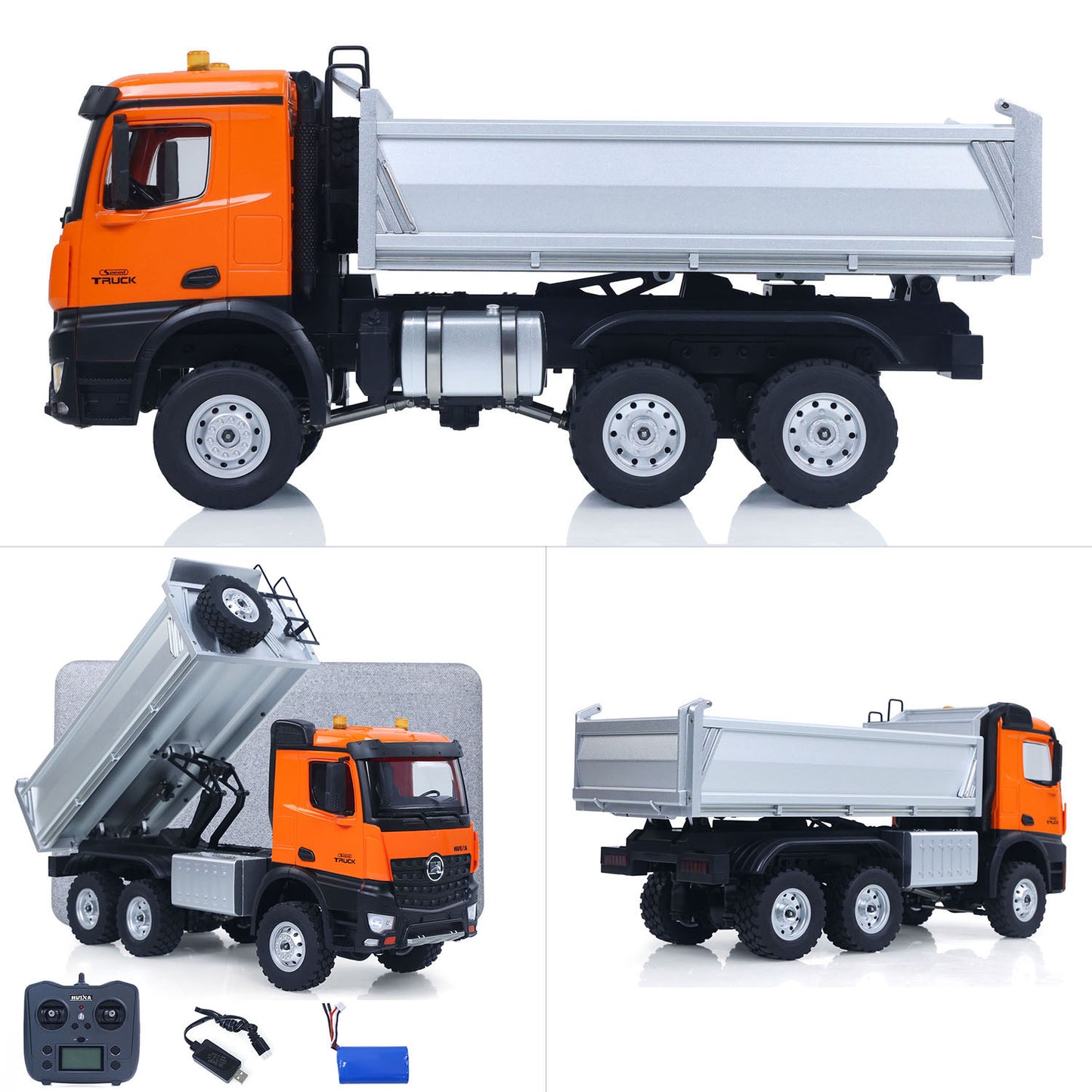 Fast Shipping 1/14 HUINA 1598 2.4G Remote Control Dumper 6X6 Engineering Transport Vehicle Lifting Rod Tipper Car Light Sound Battery Toys